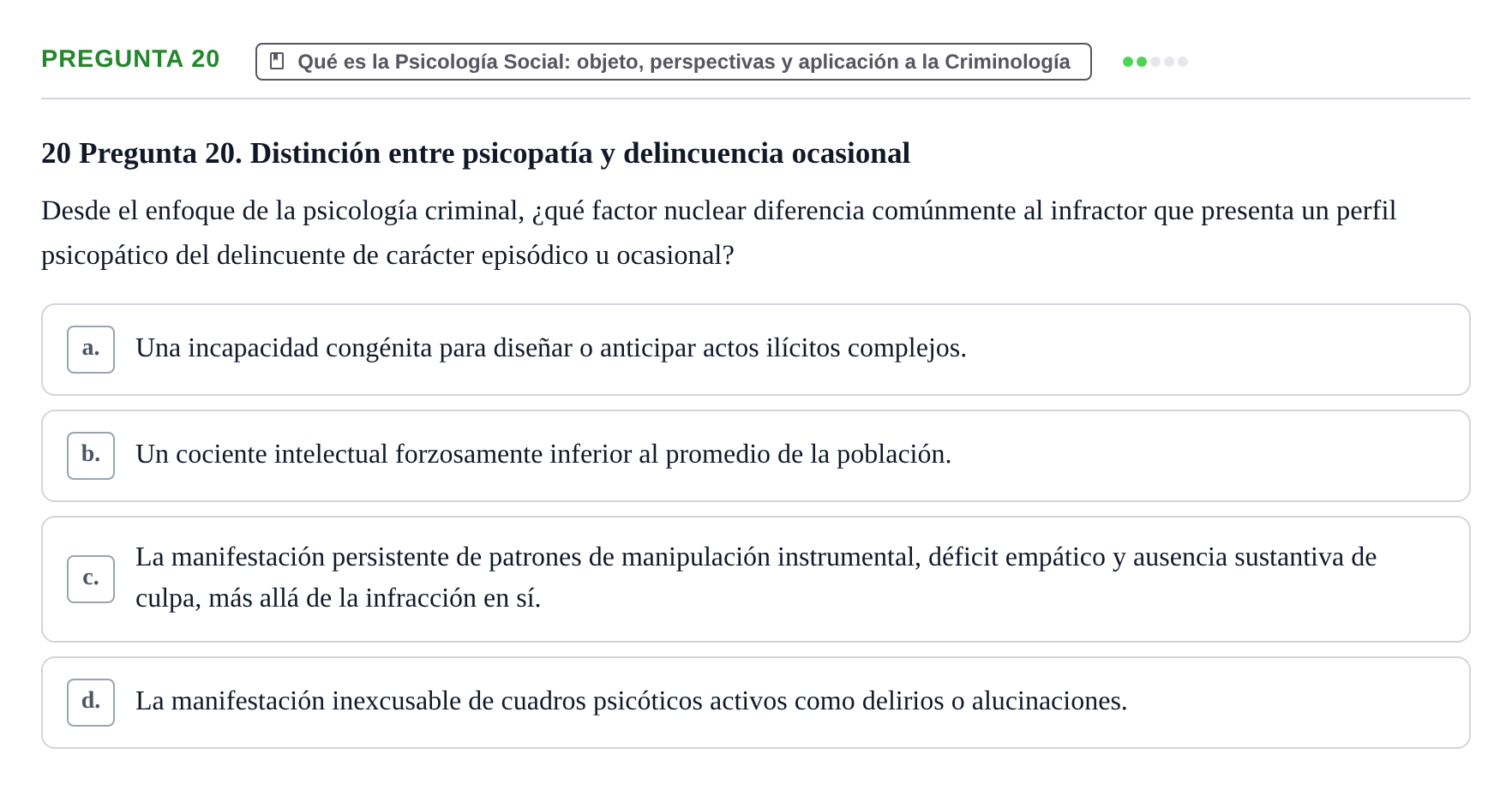 Enunciado: Pregunta 20
