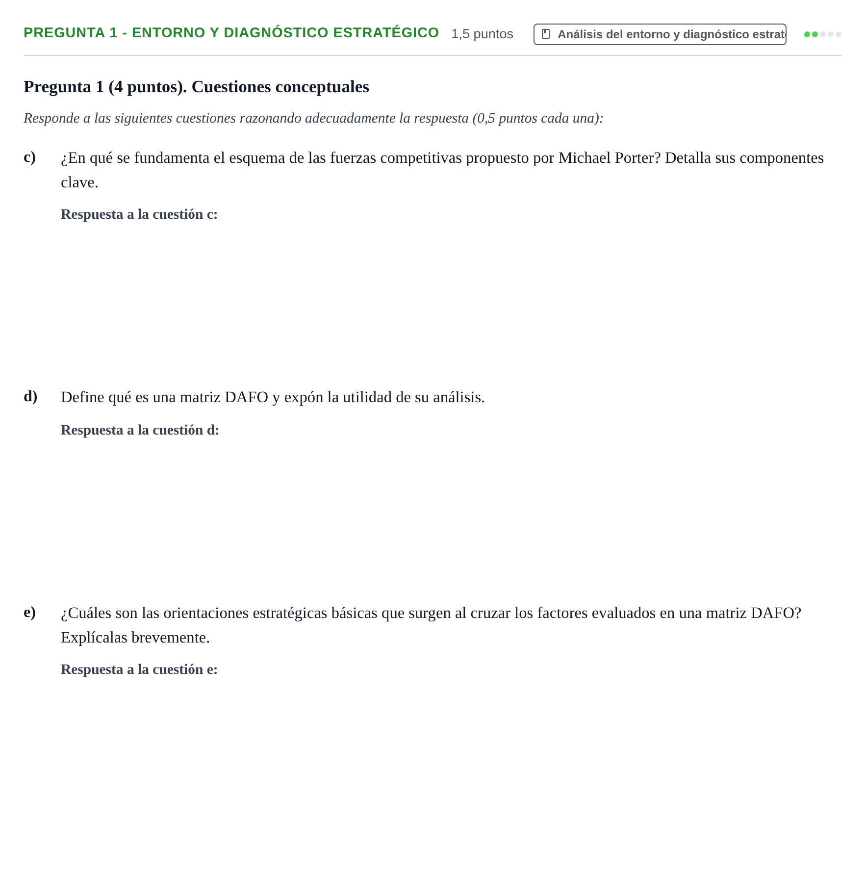 Enunciado: Pregunta 1 - Entorno y diagnóstico estratégico · Organització Empresarial UDL 2018