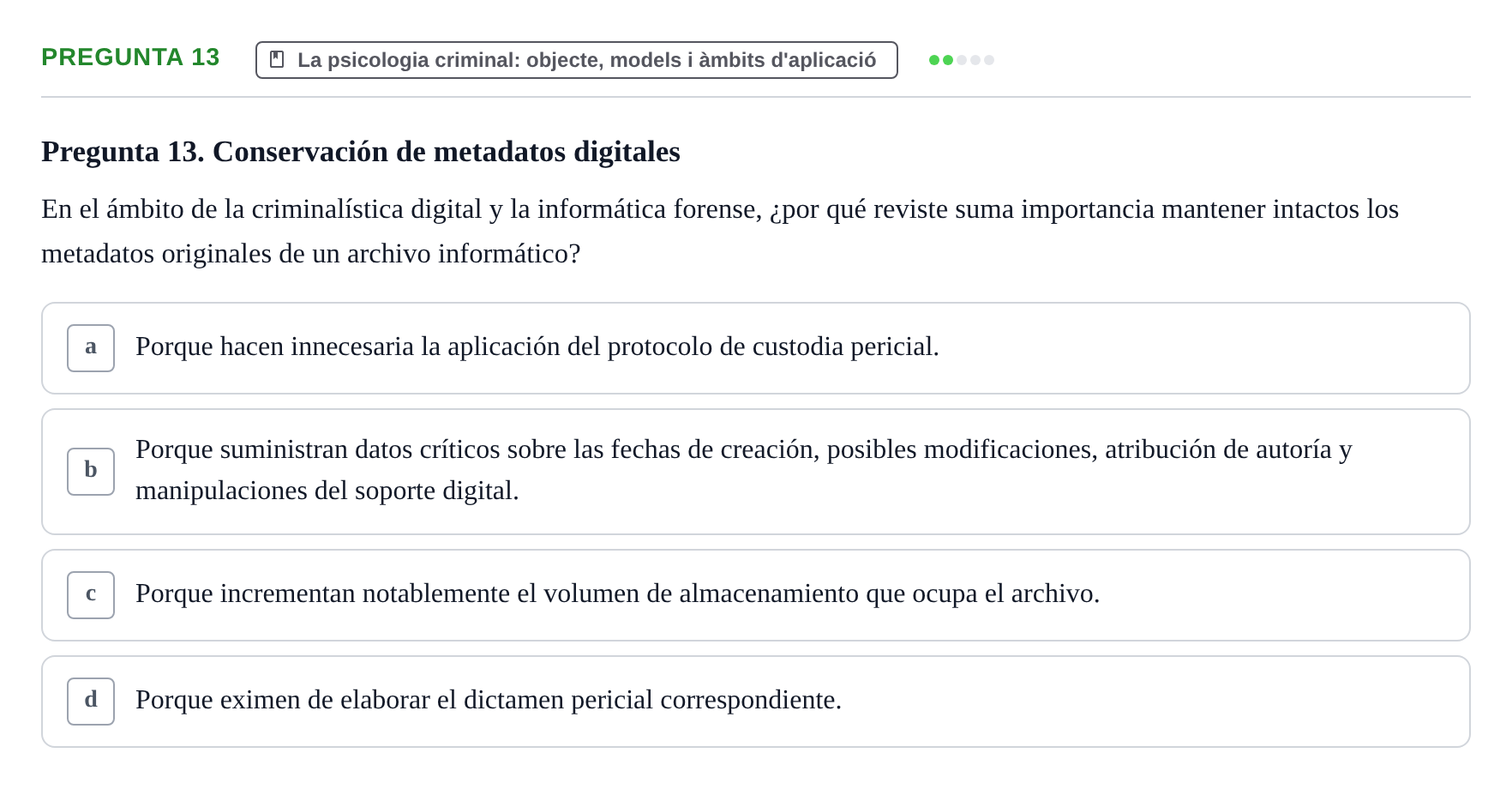 Enunciado: Pregunta 13
