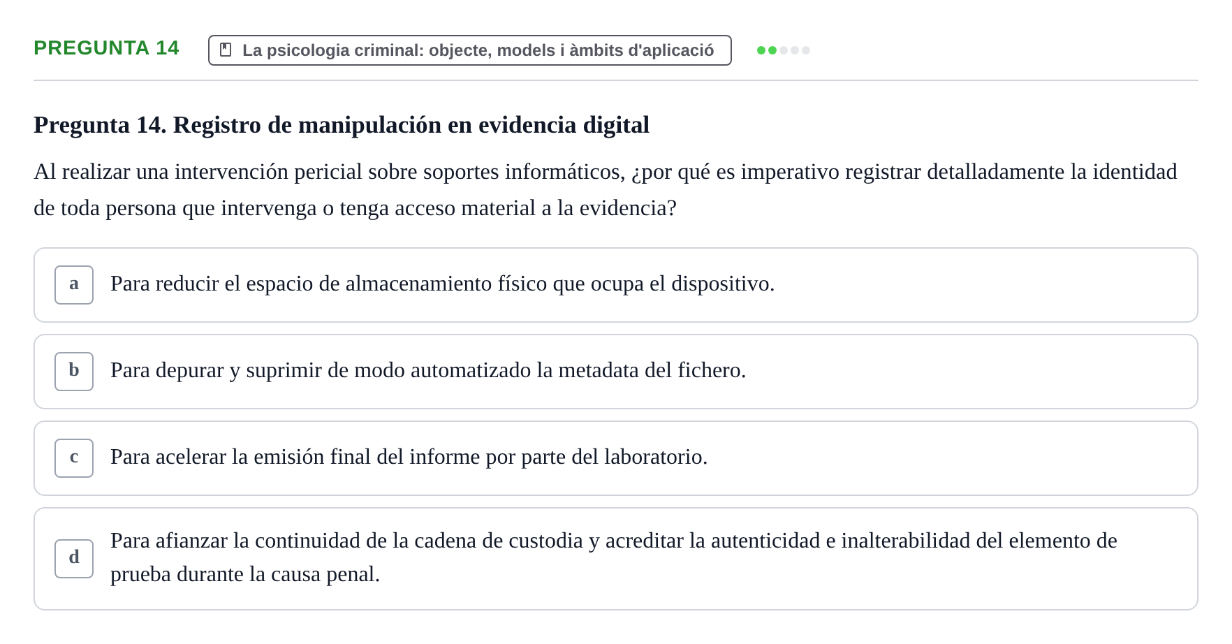 Enunciado: Pregunta 14