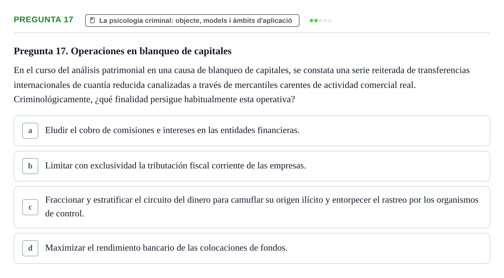 Enunciado: Pregunta 17