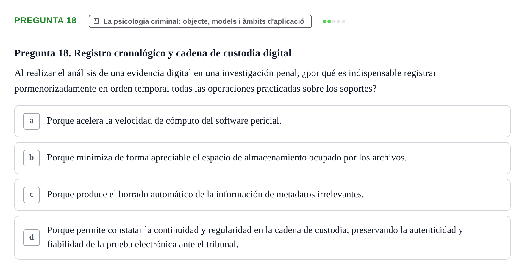 Enunciado: Pregunta 18