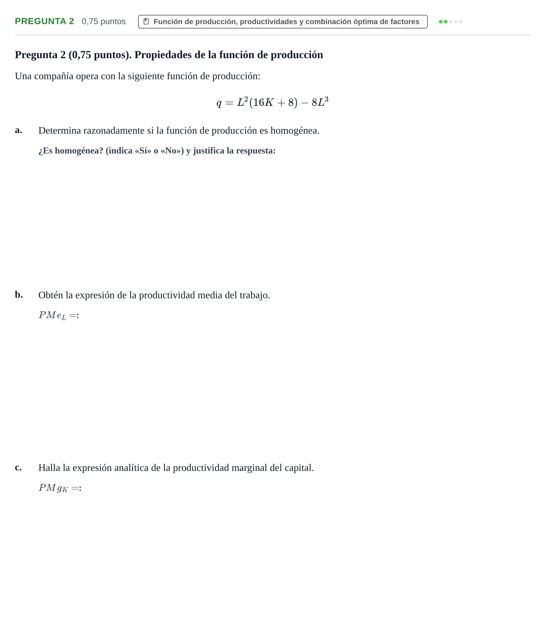 Enunciado: Pregunta 2 · Organització Empresarial UDL Juny 2018