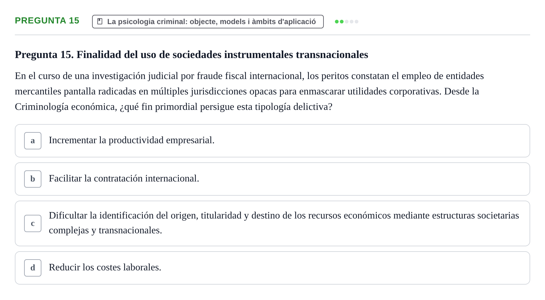 Enunciado: Pregunta 15