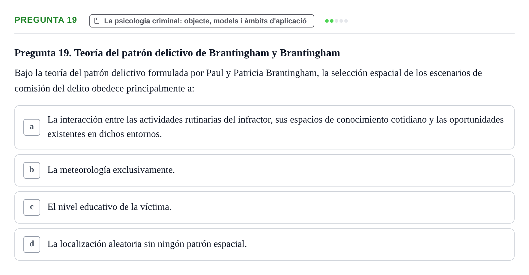 Enunciado: Pregunta 19