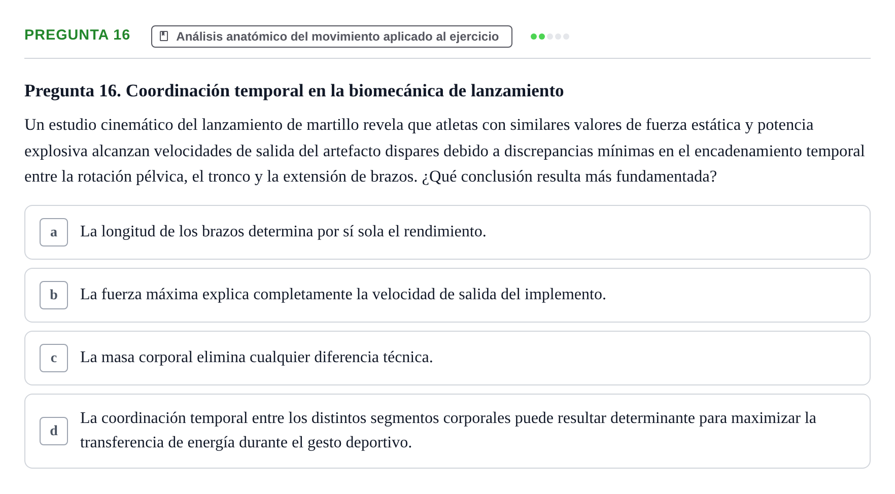 Enunciado: Pregunta 16