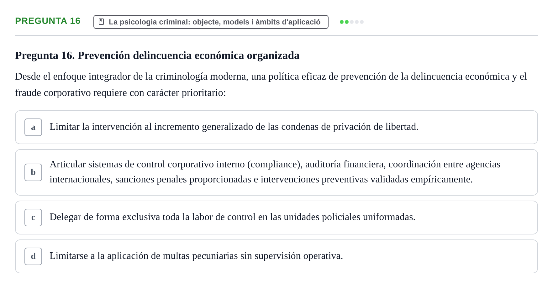 Enunciado: Pregunta 16