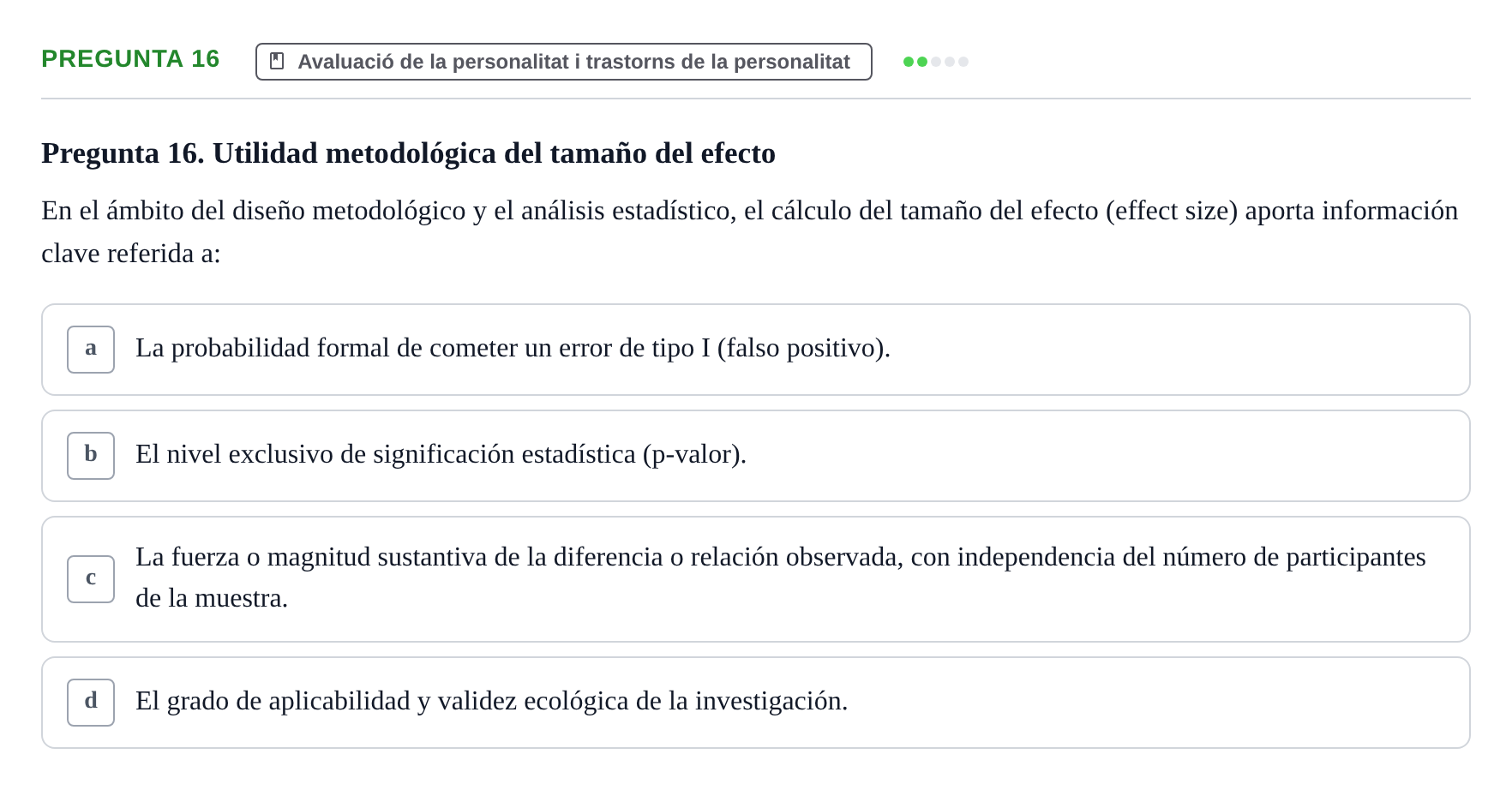 Enunciado: Pregunta 16