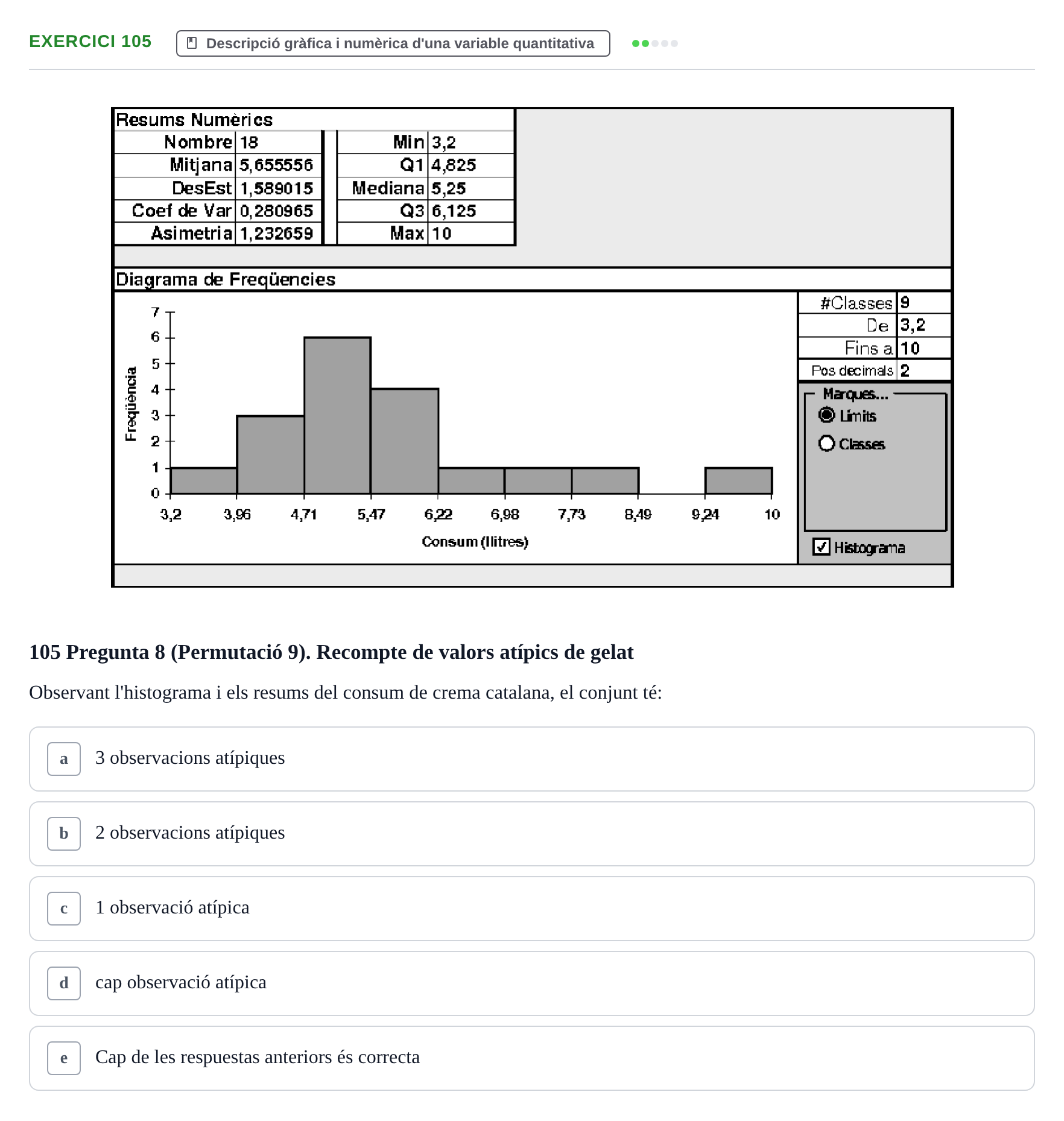 Enunciado: Problema 105 · Anàlisi de Dades UPF Test en classe 1. Anàlisi de Dades