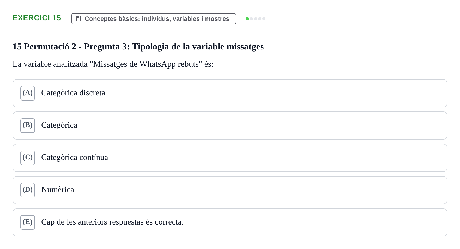 Enunciado: Problema 15 · Anàlisi de Dades UPF Test en classe 1. Anàlisi de Dades