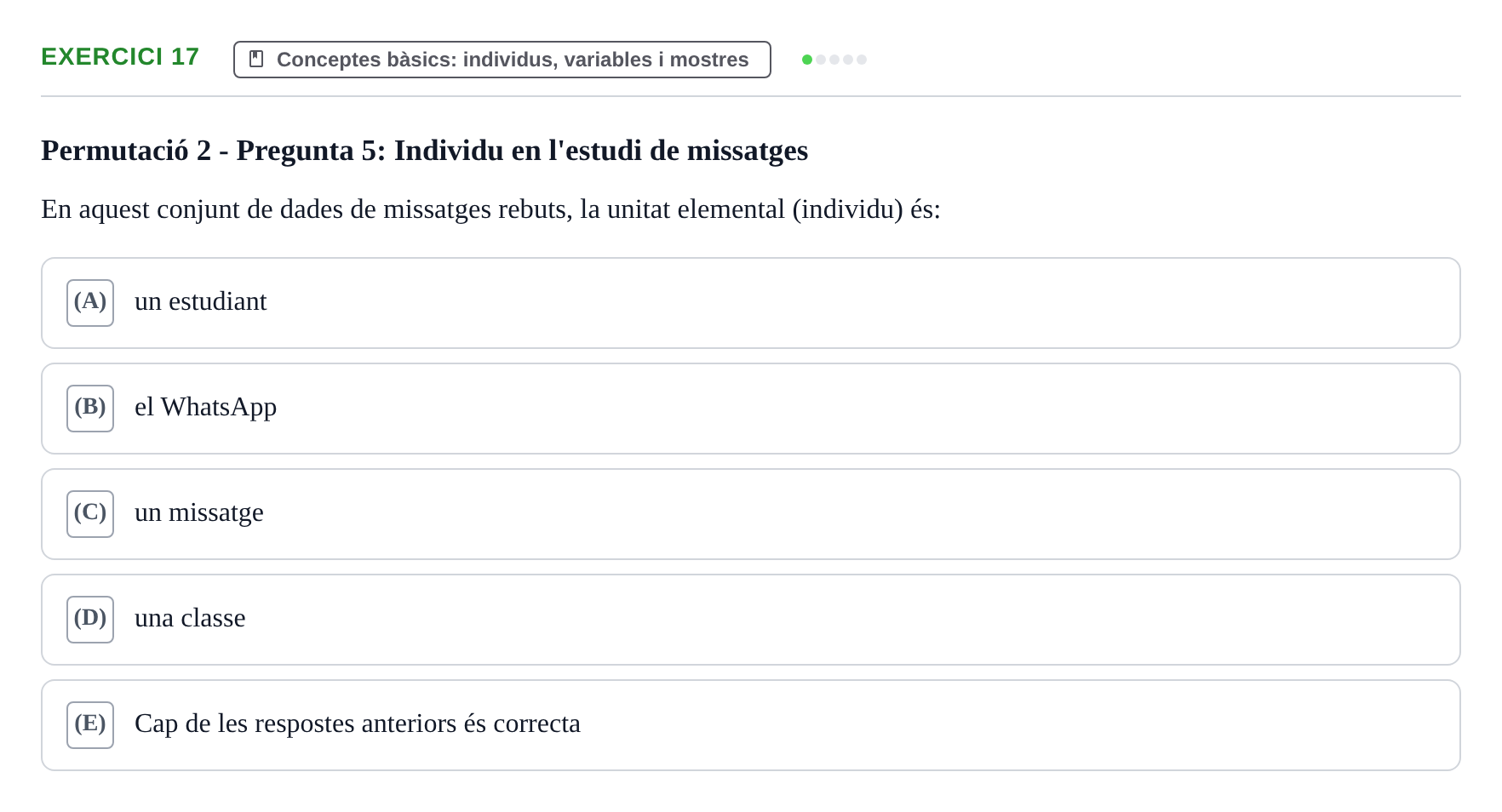 Enunciado: Problema 17 · Anàlisi de Dades UPF Test en classe 1. Anàlisi de Dades