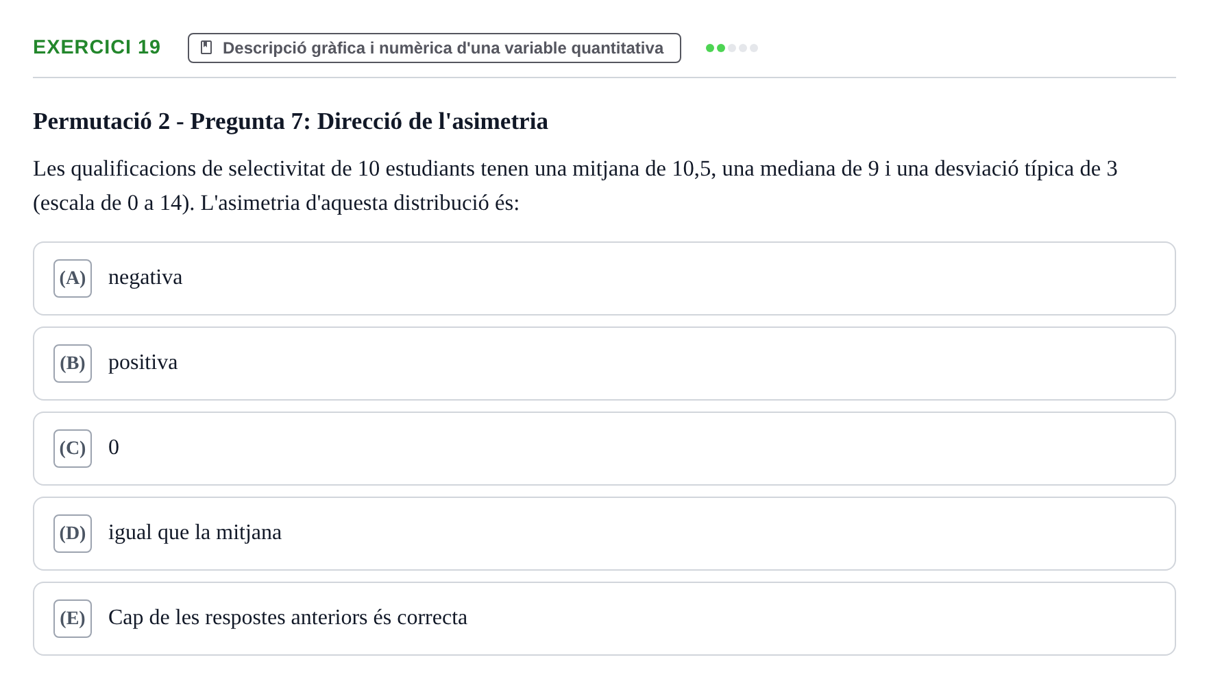 Enunciado: Problema 19 · Anàlisi de Dades UPF Test en classe 1. Anàlisi de Dades