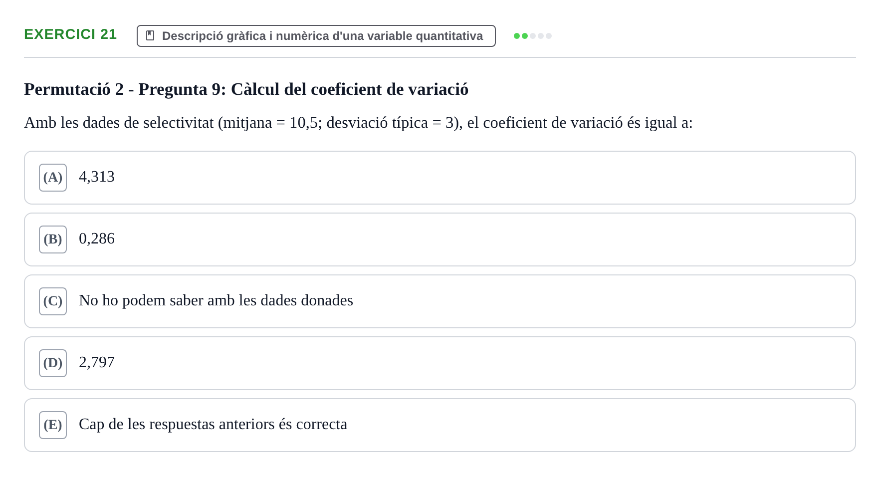 Enunciado: Problema 21 · Anàlisi de Dades UPF Test en classe 1. Anàlisi de Dades