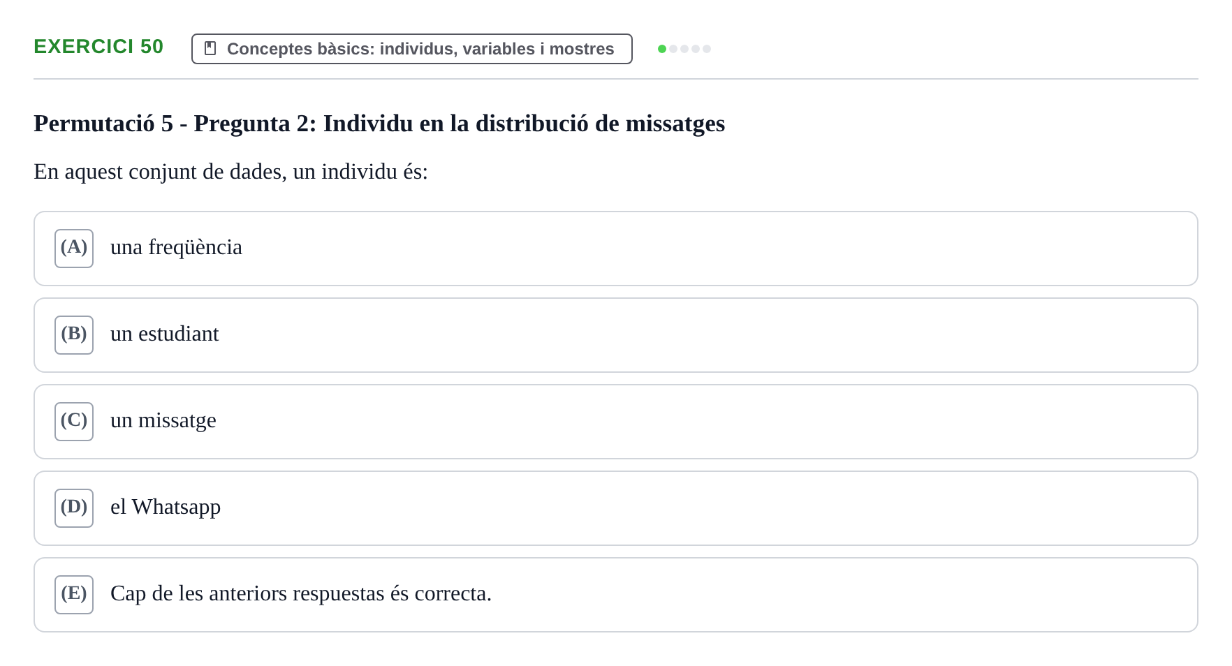 Enunciado: Problema 50 · Anàlisi de Dades UPF Test en classe 1. Anàlisi de Dades