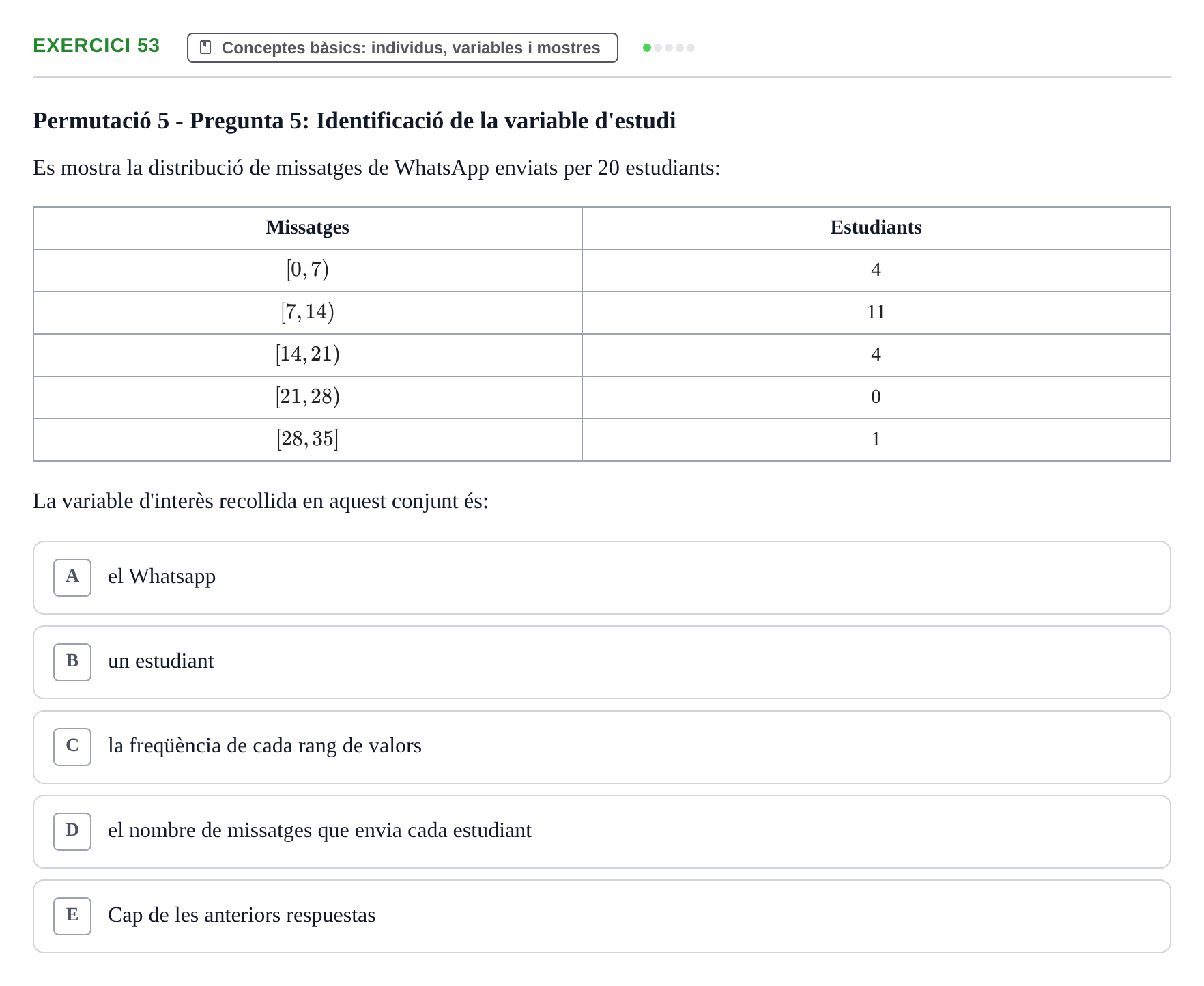 Enunciado: Problema 53 · Anàlisi de Dades UPF Test en classe 1. Anàlisi de Dades