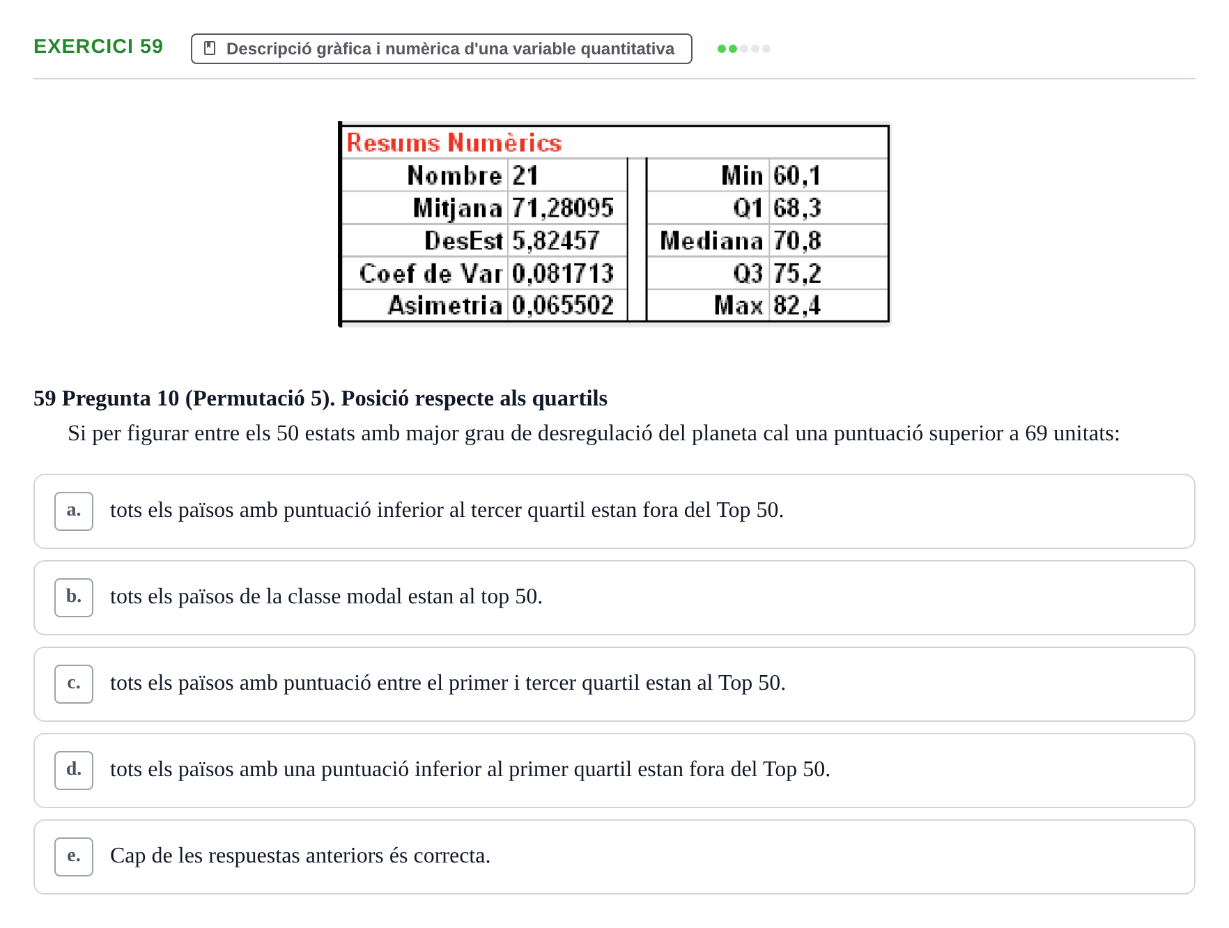 Enunciado: Problema 59 · Anàlisi de Dades UPF Test en classe 1. Anàlisi de Dades