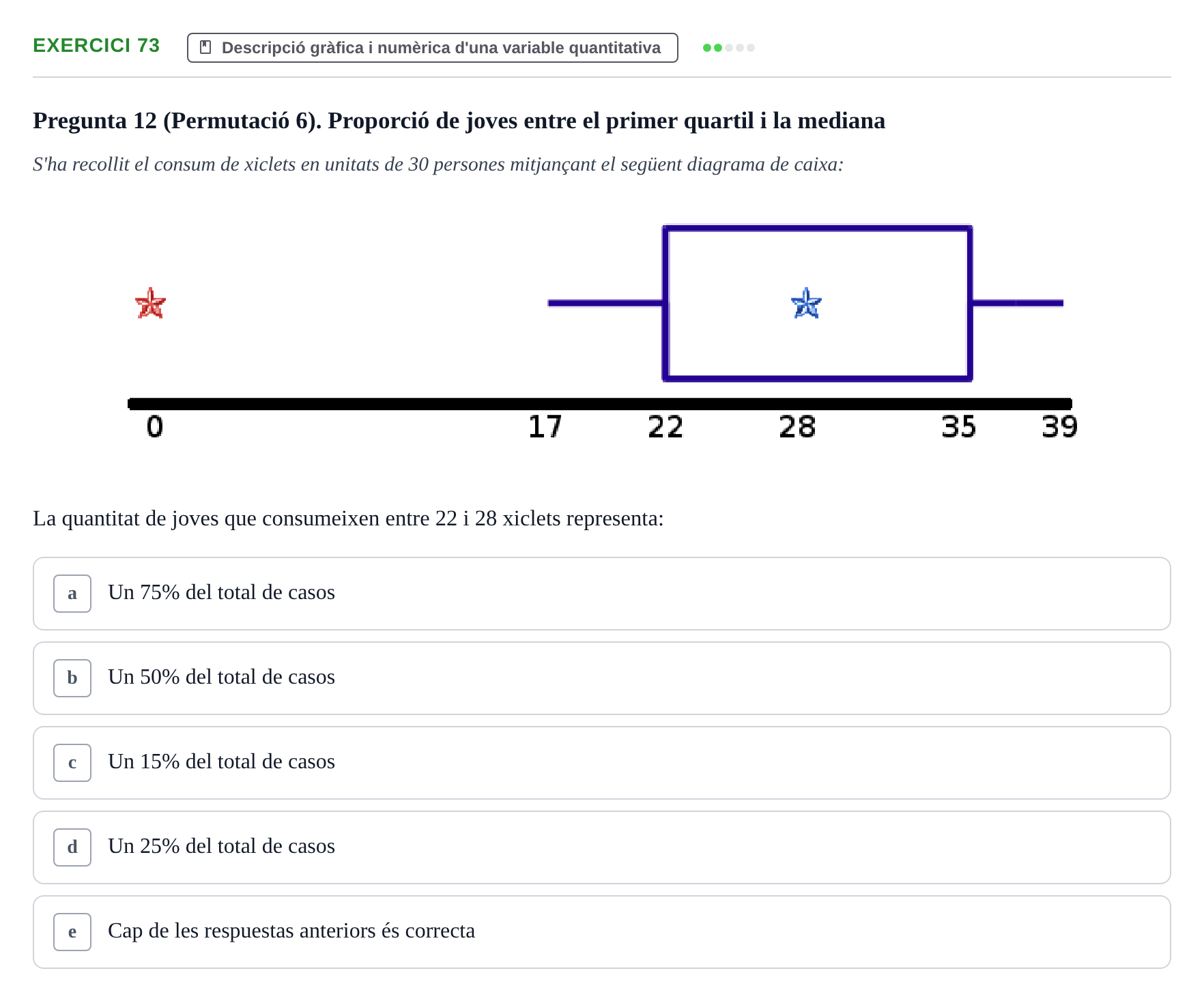 Enunciado: Problema 73 · Anàlisi de Dades UPF Test en classe 1. Anàlisi de Dades