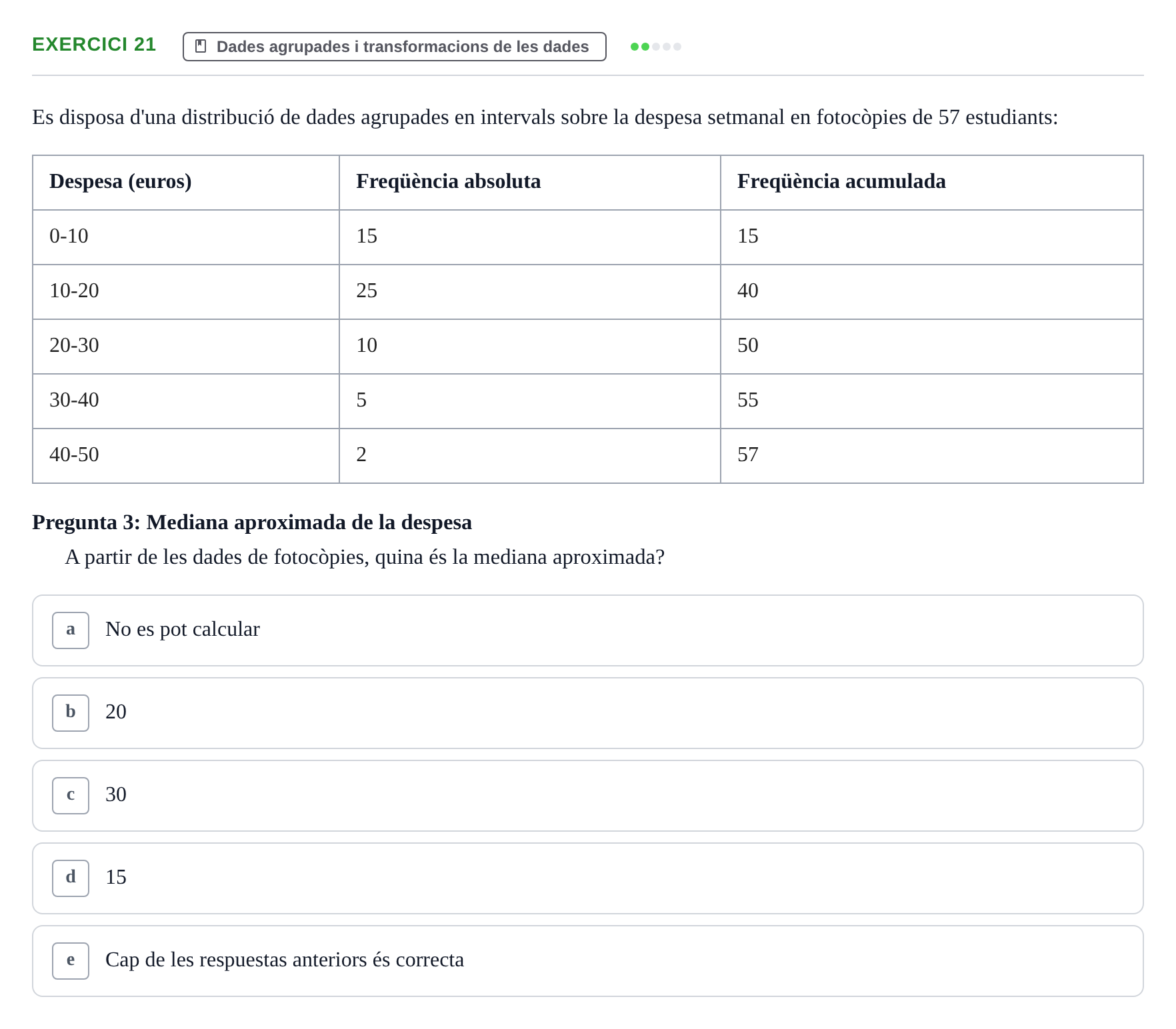 Enunciado: Problema 21 · Anàlisi de Dades UPF Test en classe 2