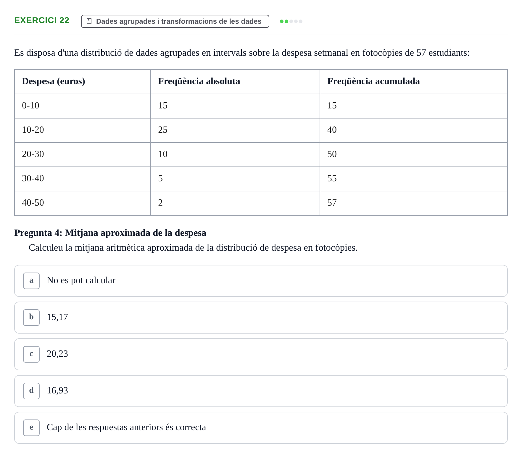 Enunciado: Problema 22 · Anàlisi de Dades UPF Test en classe 2