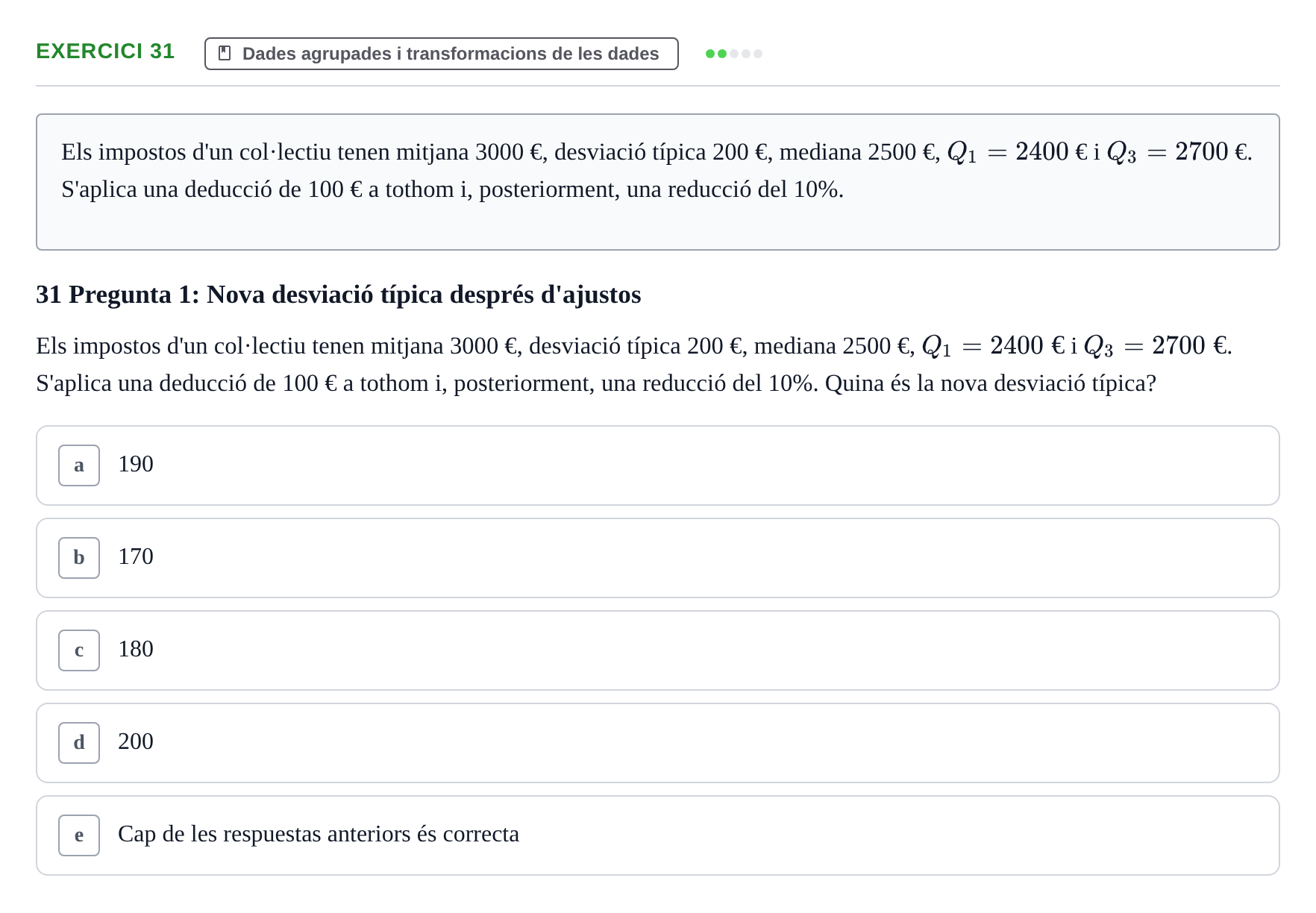 Enunciado: Problema 31 · Anàlisi de Dades UPF Test en classe 2