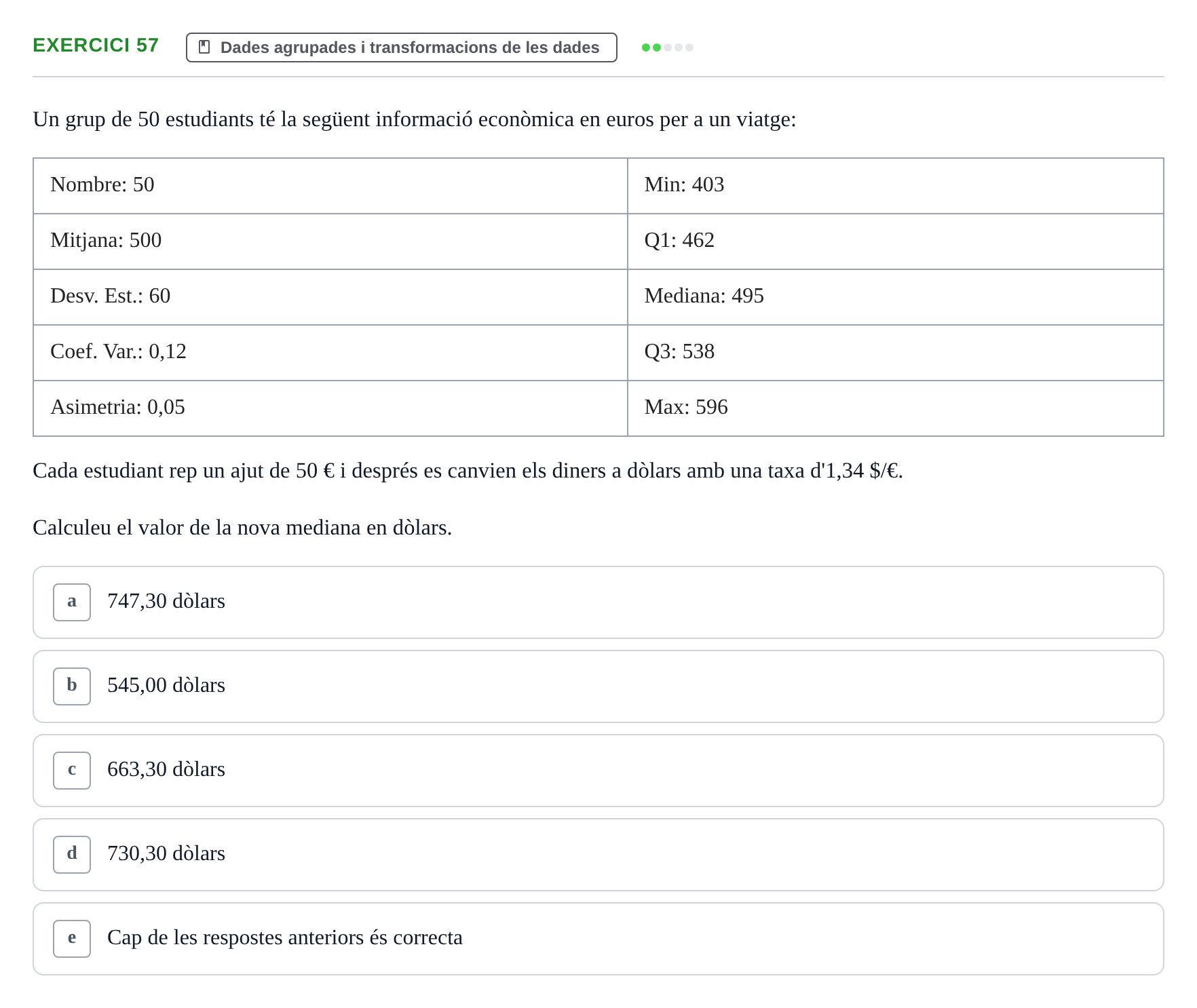 Enunciado: Problema 57 · Anàlisi de Dades UPF Test en classe 2