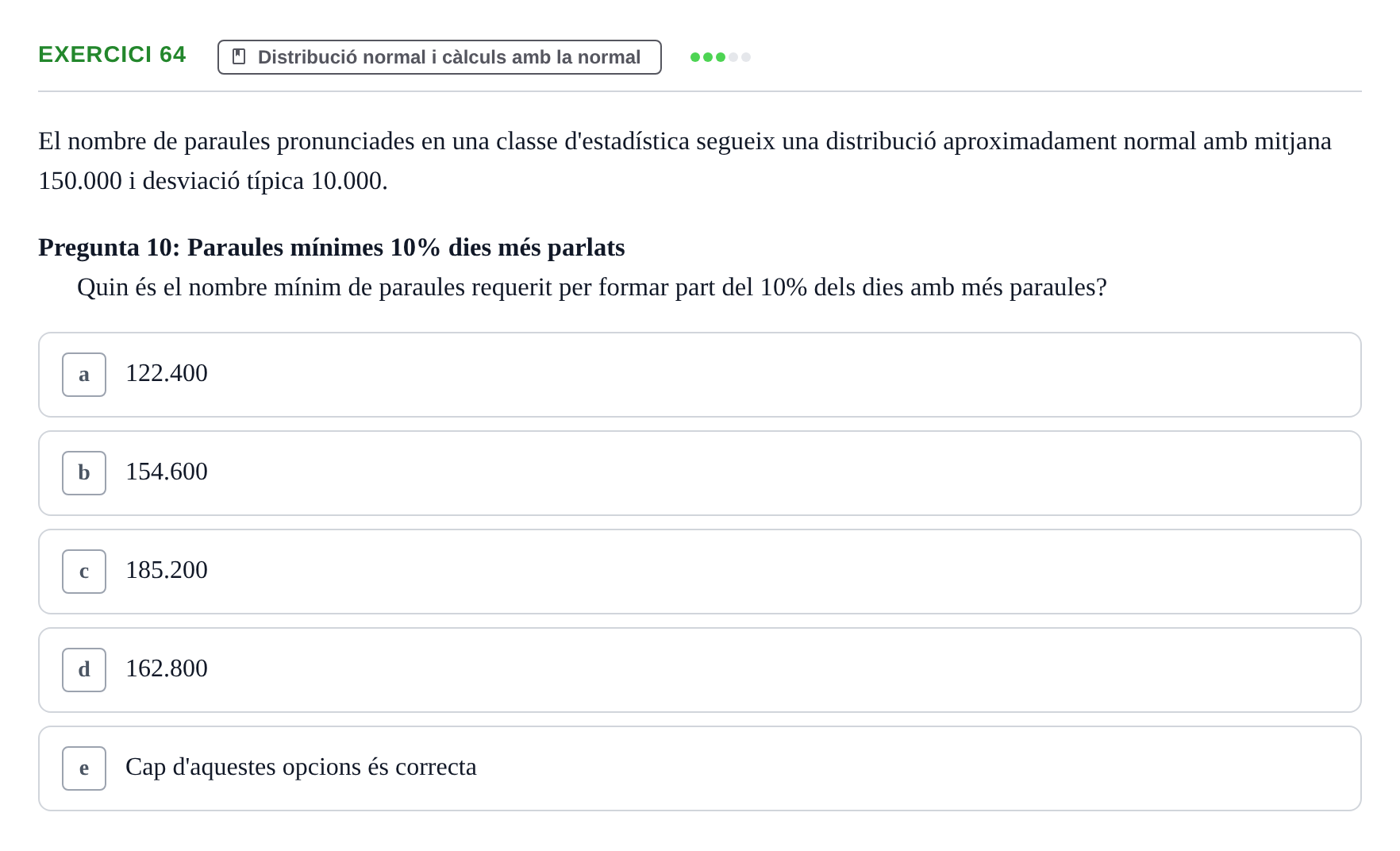 Enunciado: Problema 64 · Anàlisi de Dades UPF Test en classe 2