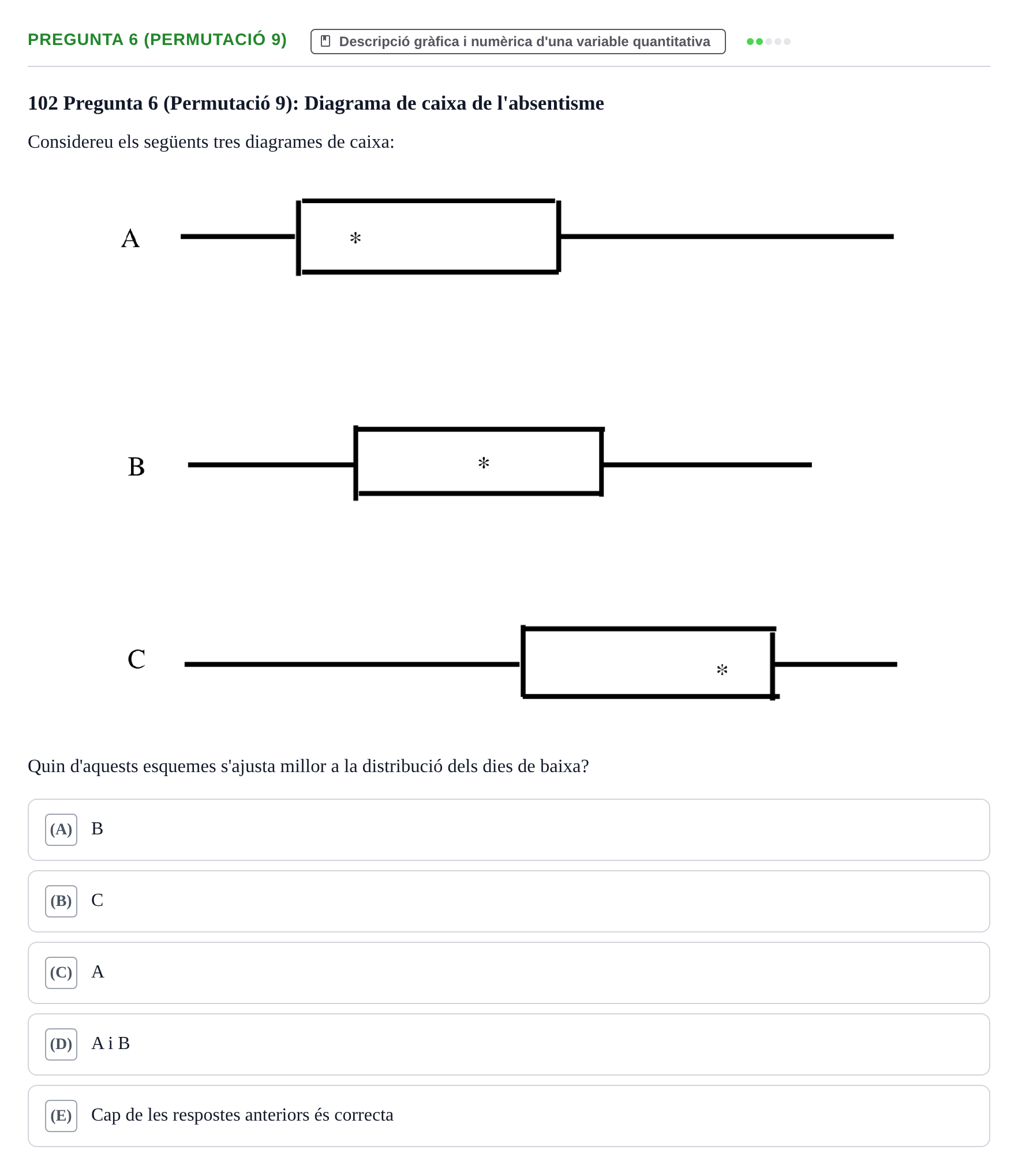 Enunciado: Pregunta 6 (Permutació 9) · Anàlisi de Dades UPF Test en classe 2 (Part 1)