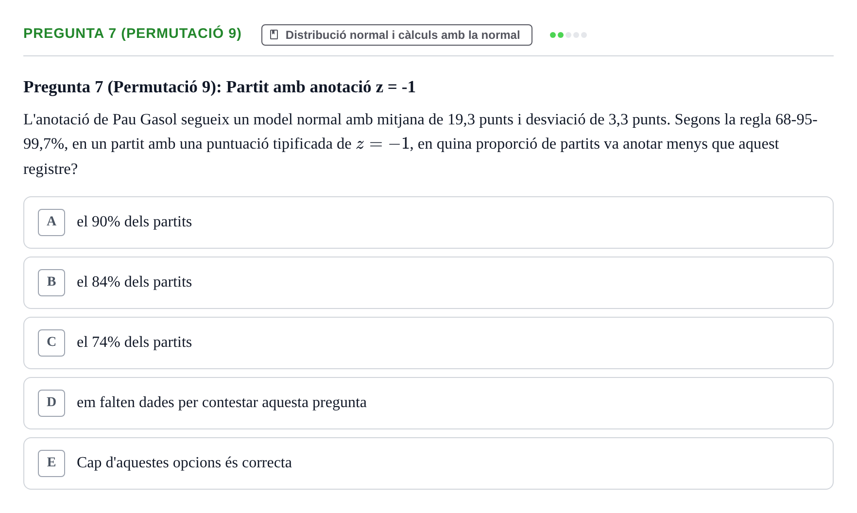 Enunciado: Pregunta 7 (Permutació 9) · Anàlisi de Dades UPF Test en classe 2 (Part 1)