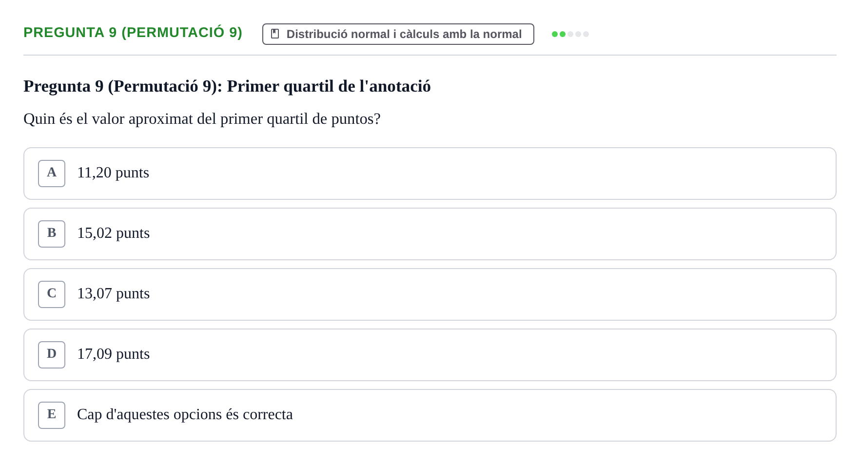 Enunciado: Pregunta 9 (Permutació 9) · Anàlisi de Dades UPF Test en classe 2 (Part 1)
