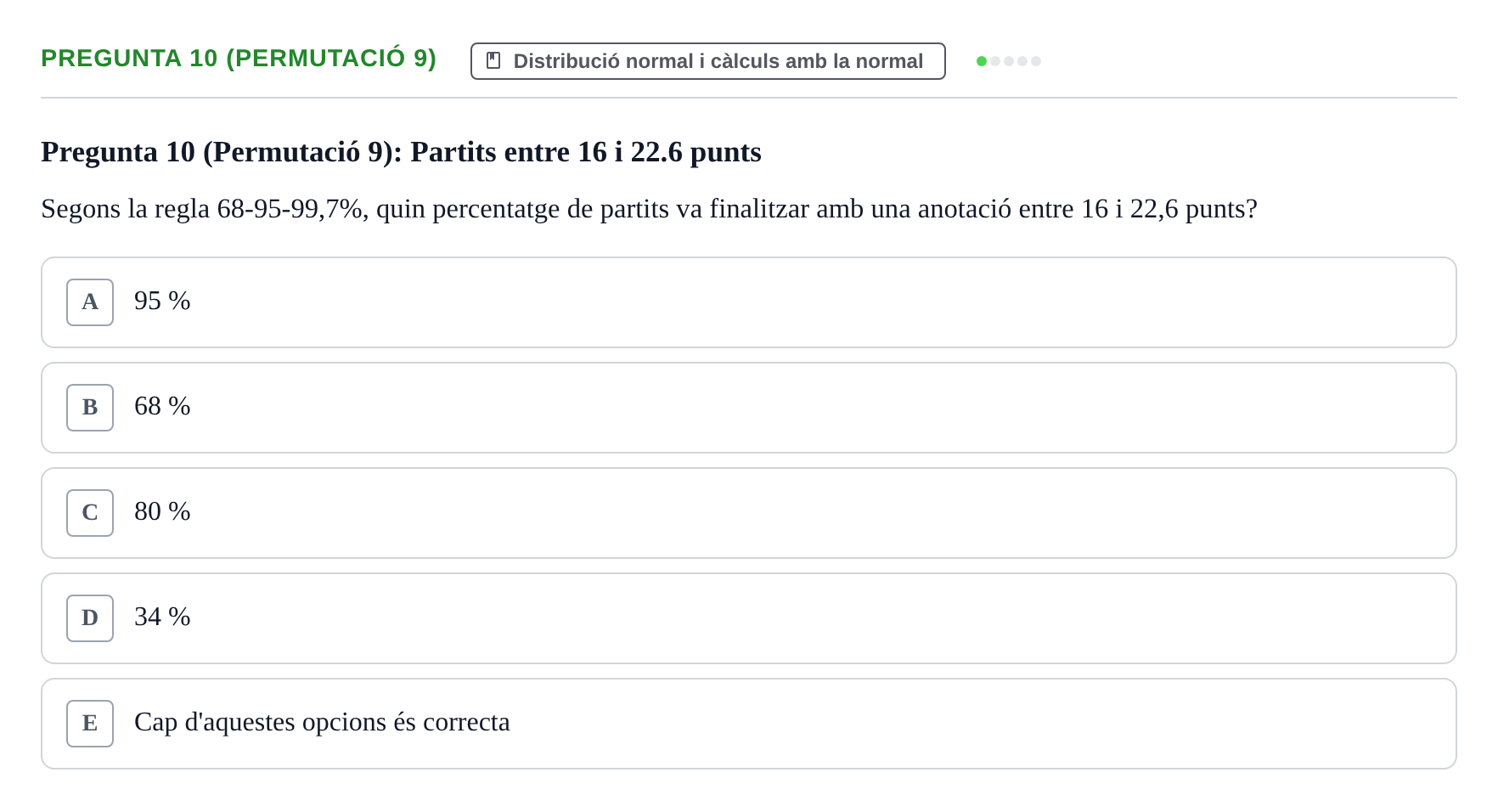 Enunciado: Pregunta 10 (Permutació 9) · Anàlisi de Dades UPF Test en classe 2 (Part 1)