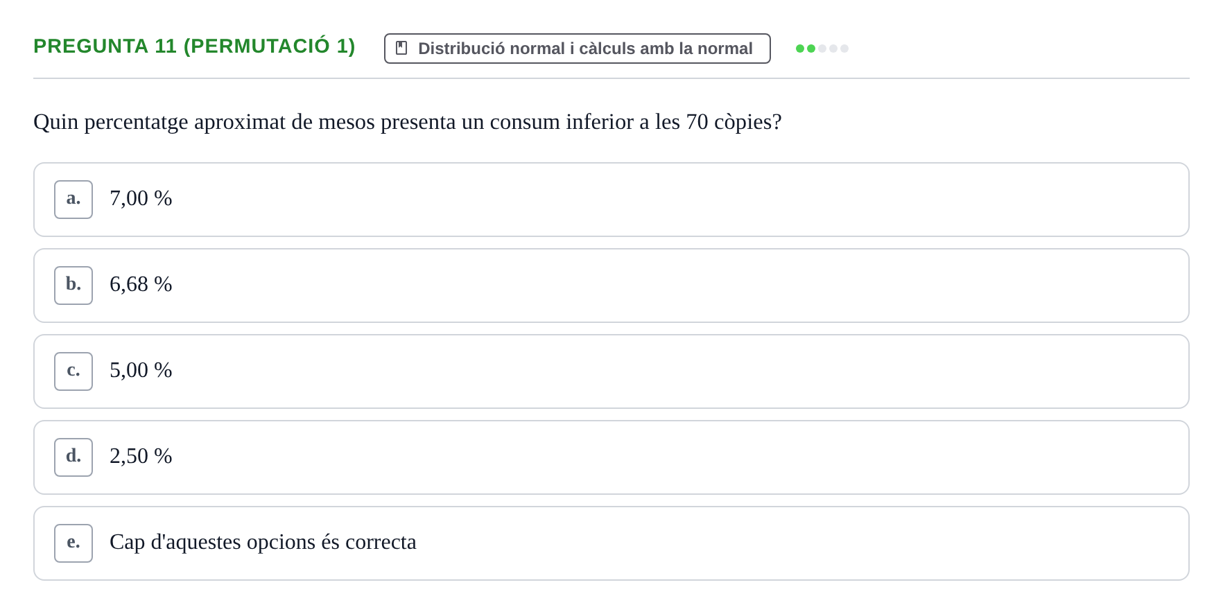 Enunciado: Pregunta 11 (Permutació 1) · Anàlisi de Dades UPF Test en classe 2 (Part 1)