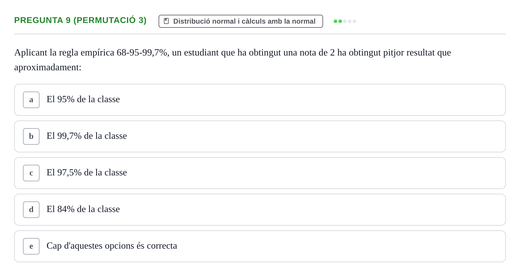 Enunciado: Pregunta 9 (Permutació 3) · Anàlisi de Dades UPF Test en classe 2 (Part 1)