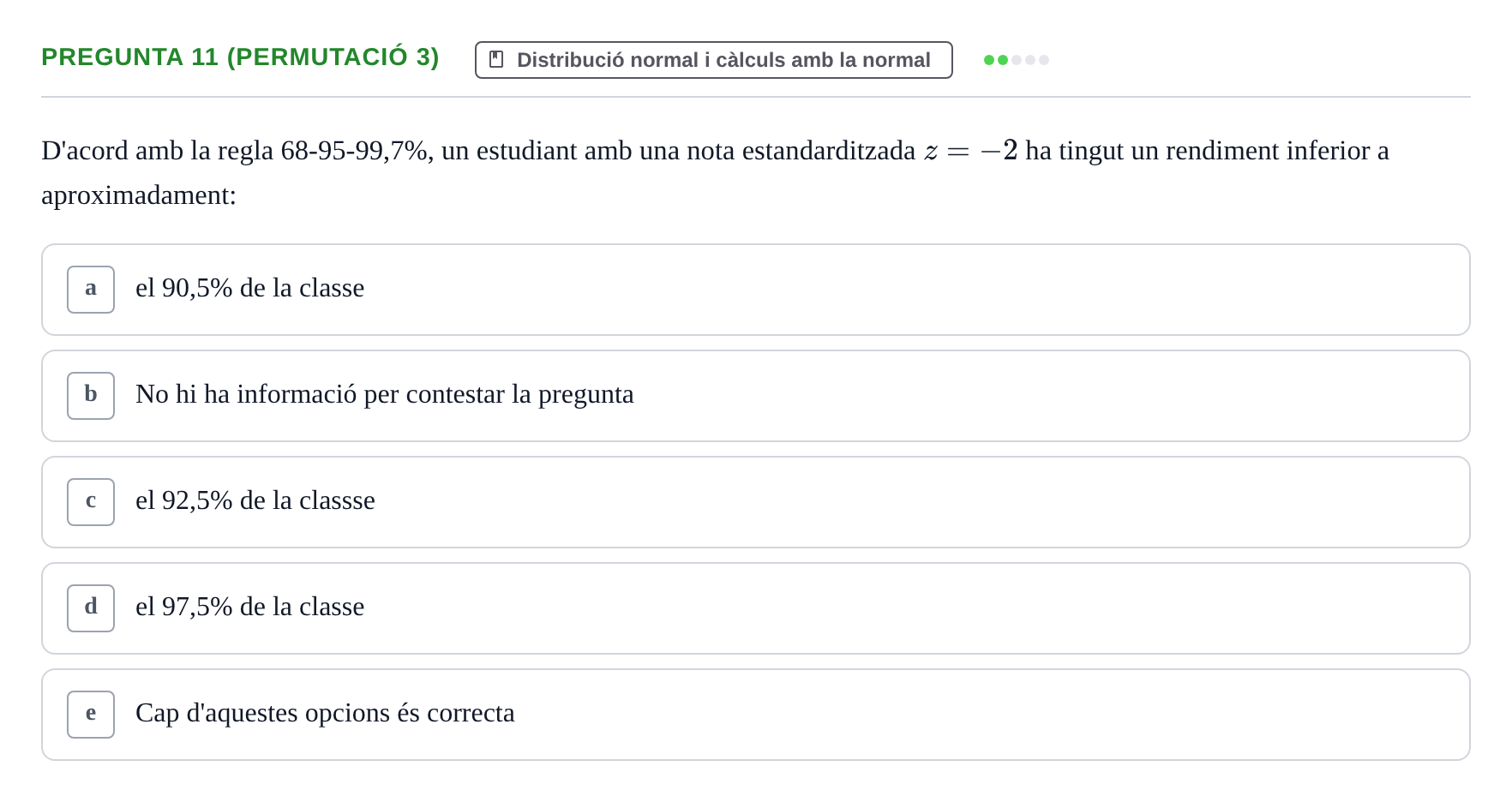 Enunciado: Pregunta 11 (Permutació 3) · Anàlisi de Dades UPF Test en classe 2 (Part 1)