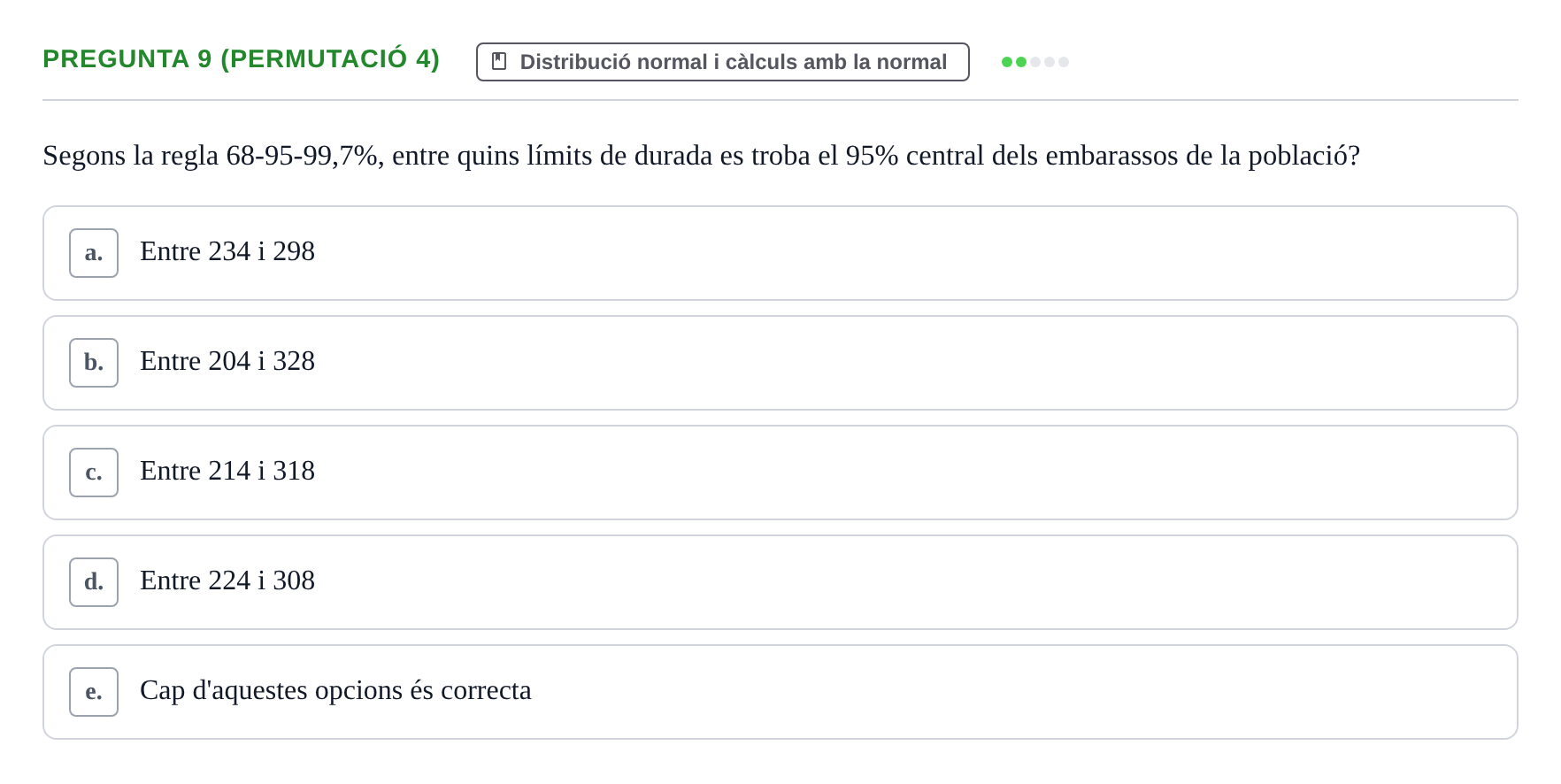 Enunciado: Pregunta 9 (Permutació 4) · Anàlisi de Dades UPF Test en classe 2 (Part 1)