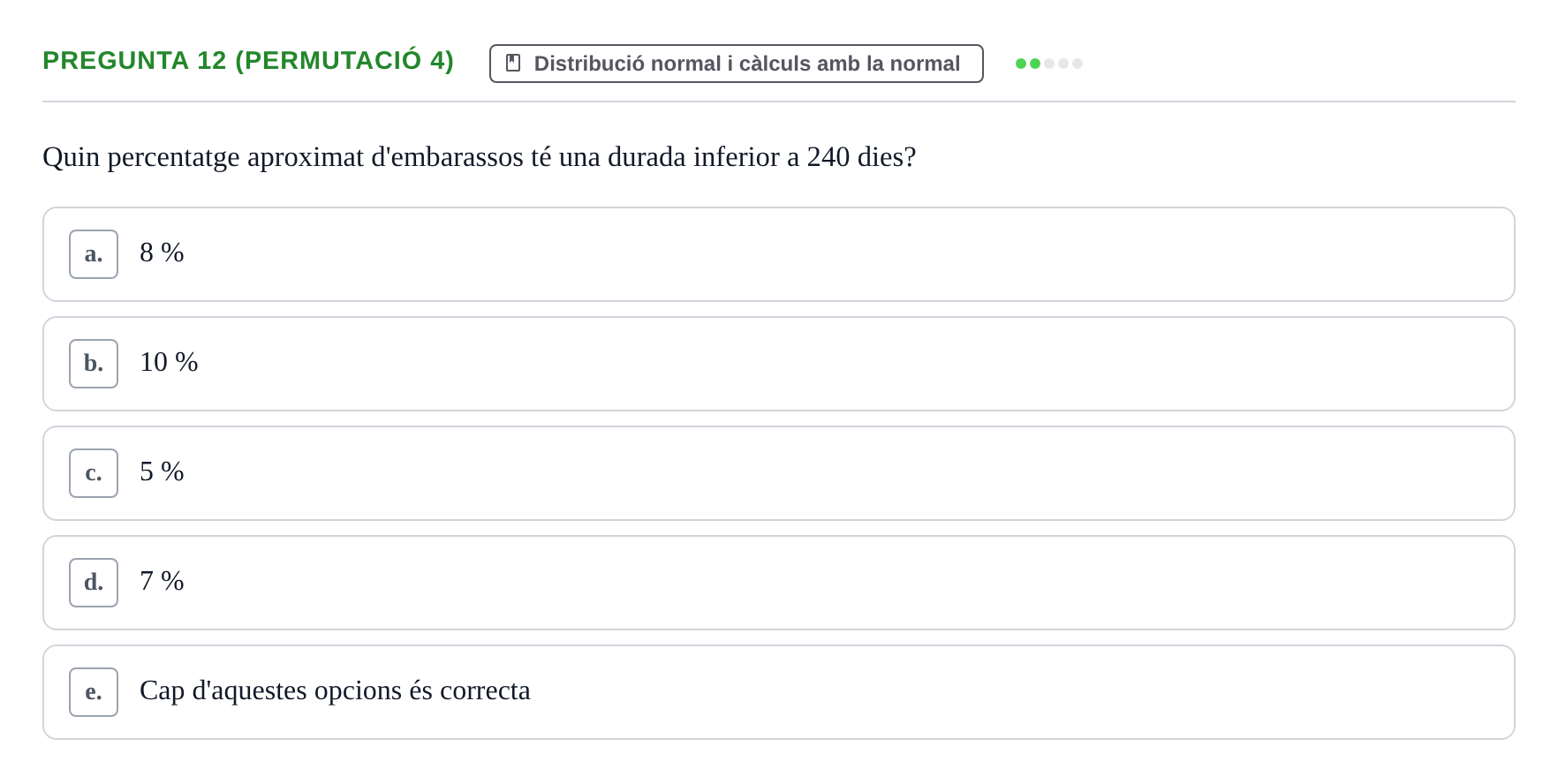 Enunciado: Pregunta 12 (Permutació 4) · Anàlisi de Dades UPF Test en classe 2 (Part 1)
