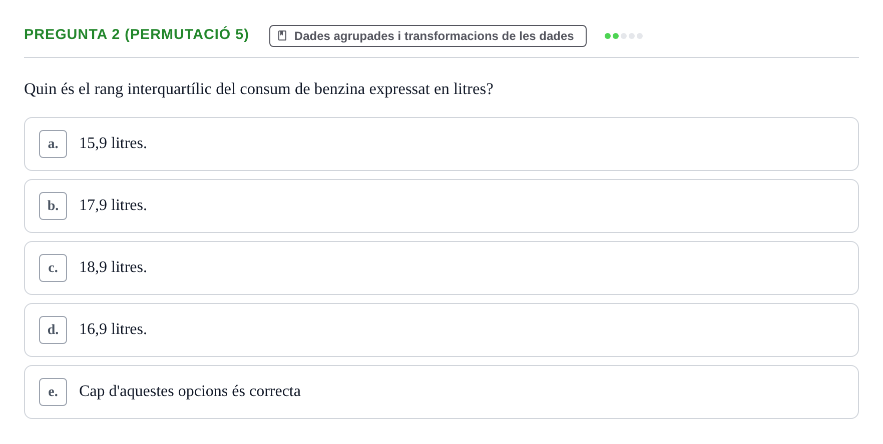 Enunciado: Pregunta 2 (Permutació 5) · Anàlisi de Dades UPF Test en classe 2 (Part 1)