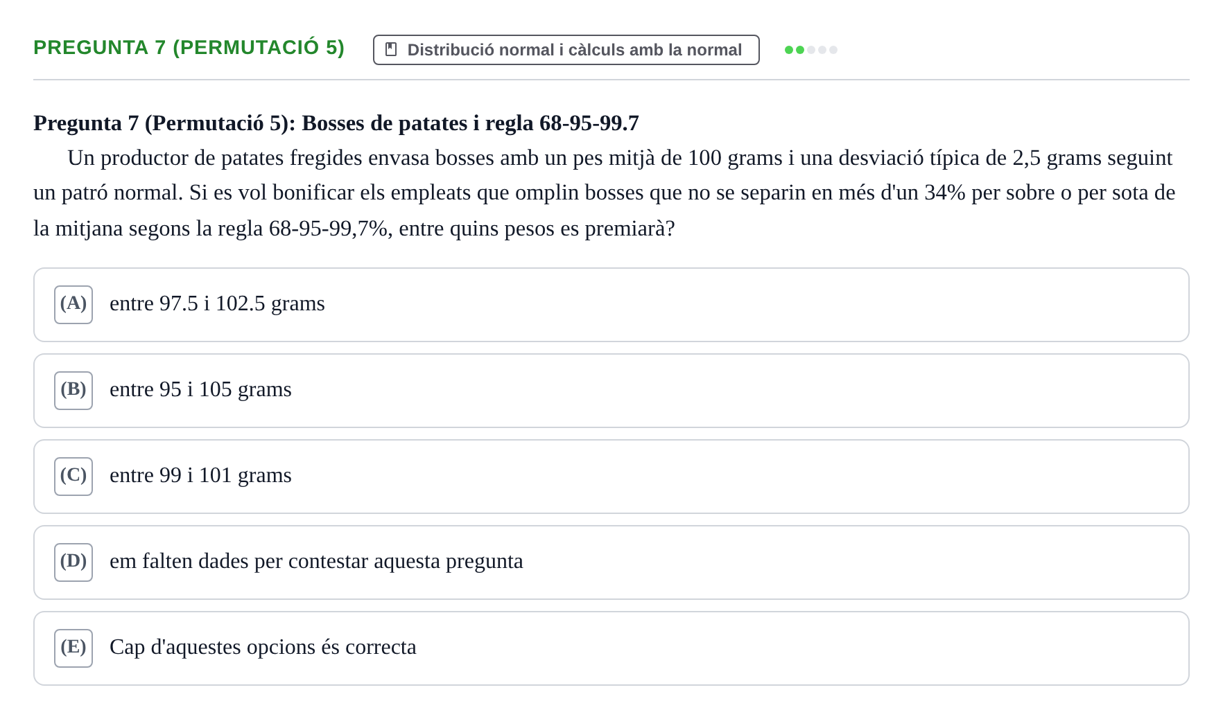 Enunciado: Pregunta 7 (Permutació 5) · Anàlisi de Dades UPF Test en classe 2 (Part 1)
