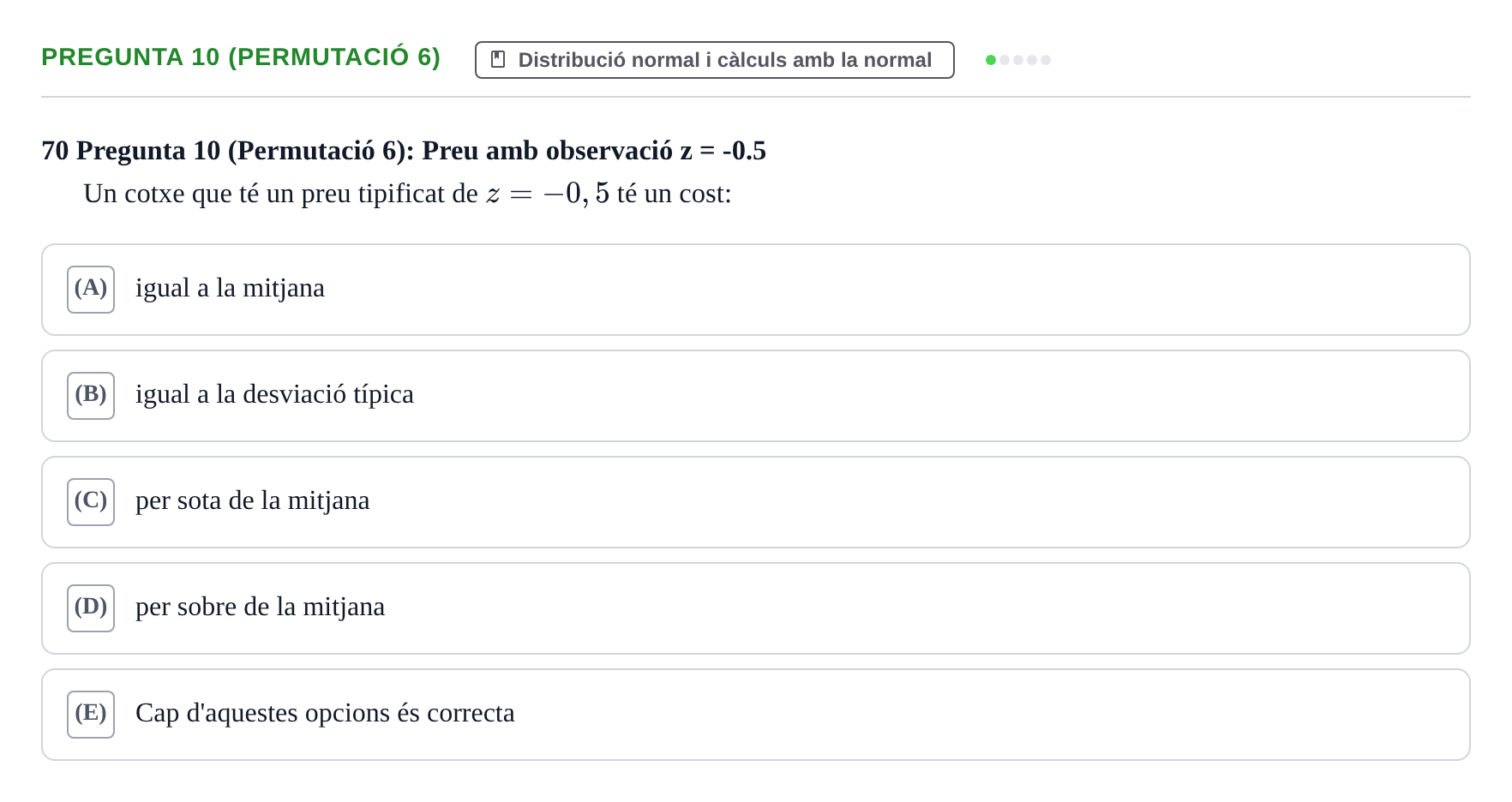 Enunciado: Pregunta 10 (Permutació 6) · Anàlisi de Dades UPF Test en classe 2 (Part 1)