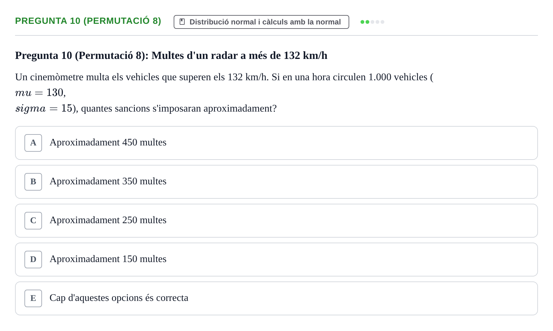 Enunciado: Pregunta 10 (Permutació 8) · Anàlisi de Dades UPF Test en classe 2 (Part 1)