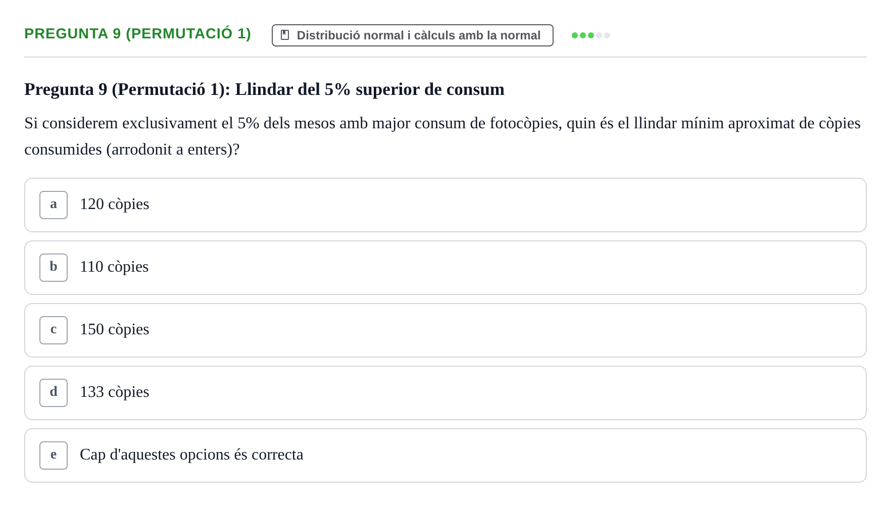 Enunciado: Pregunta 9 (Permutació 1) · Anàlisi de Dades UPF Test en classe 2 (Part 1)
