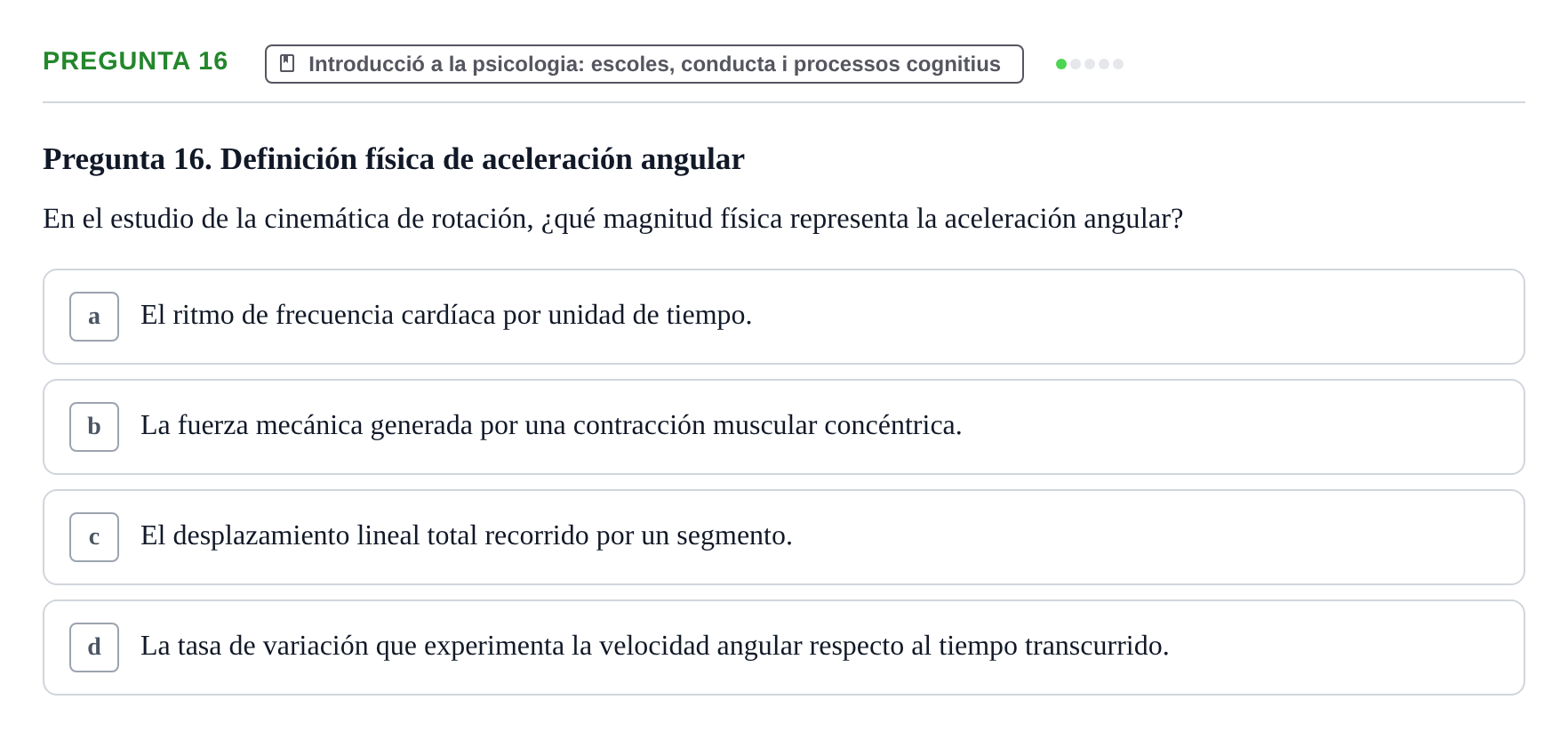 Enunciado: Pregunta 16