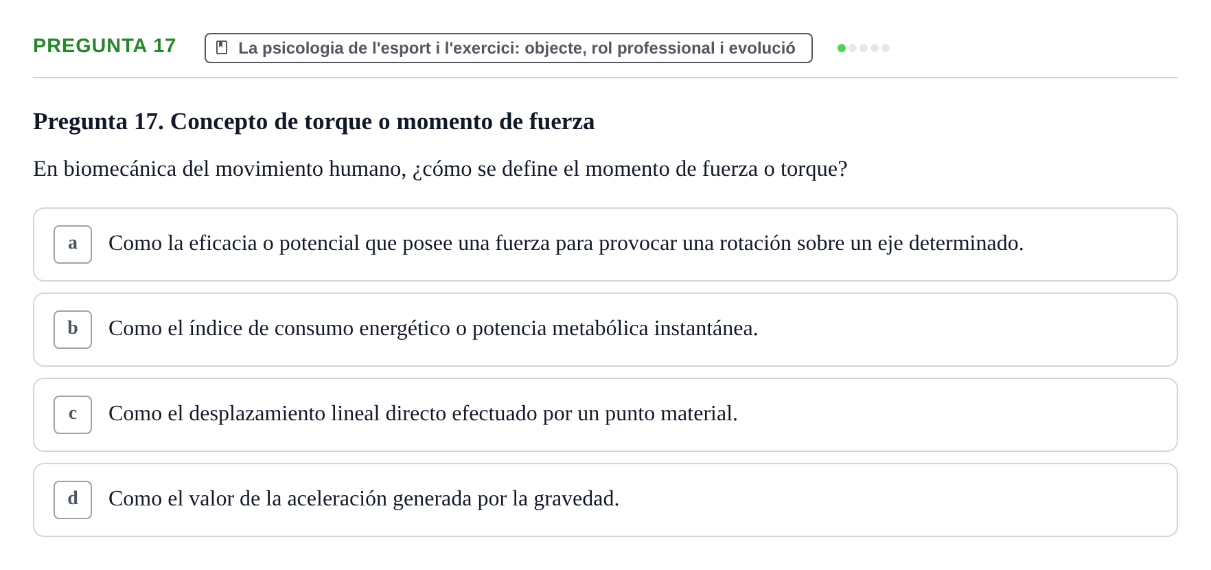 Enunciado: Pregunta 17