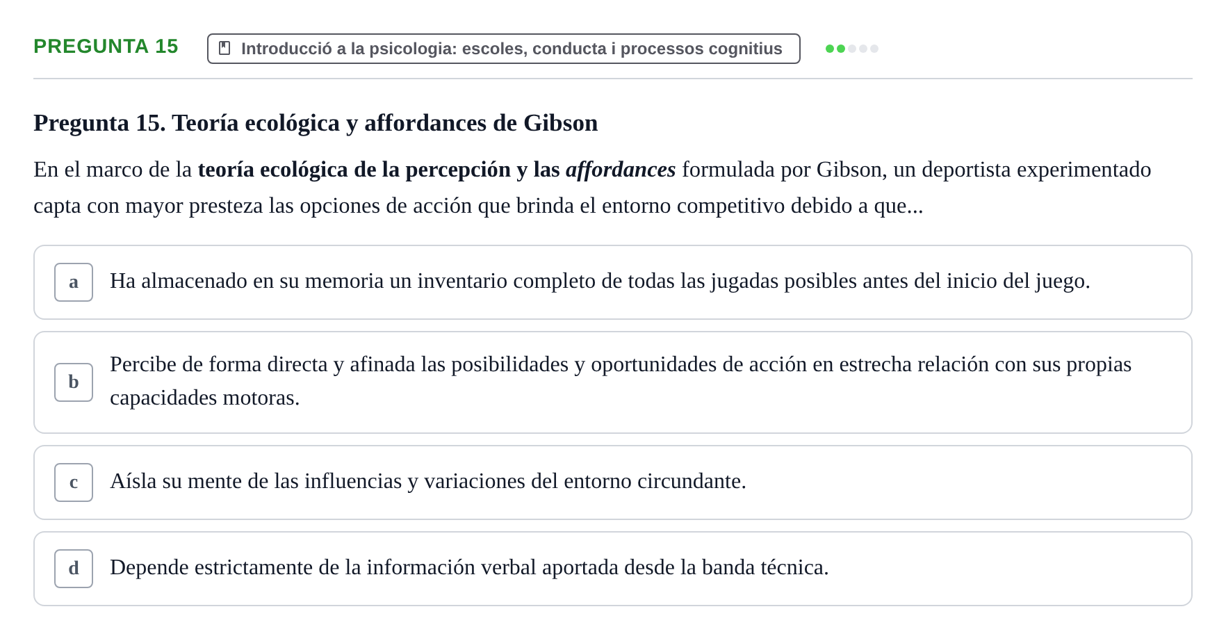 Enunciado: Pregunta 15
