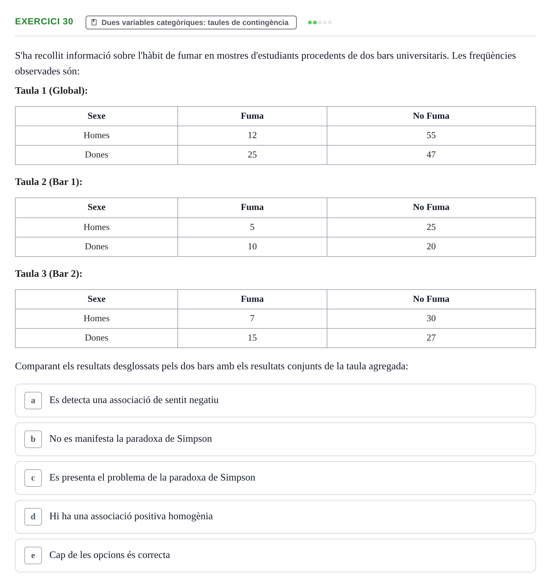 Enunciado: Problema 30 · Anàlisi de Dades UPF Avaluació continuada: Test en classe 3 (Permutacions 1 a 5)