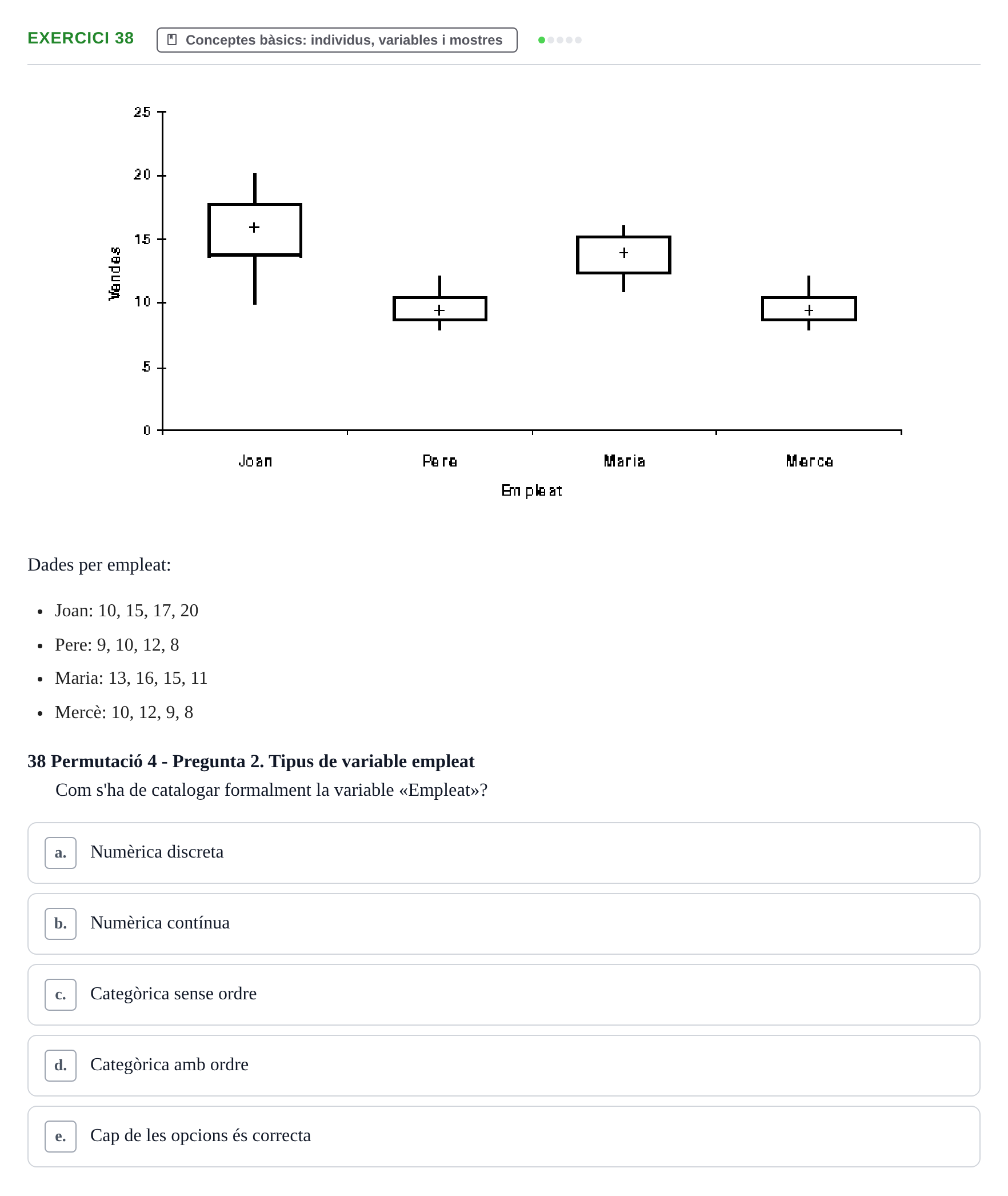 Enunciado: Problema 38 · Anàlisi de Dades UPF Avaluació continuada: Test en classe 3 (Permutacions 1 a 5)
