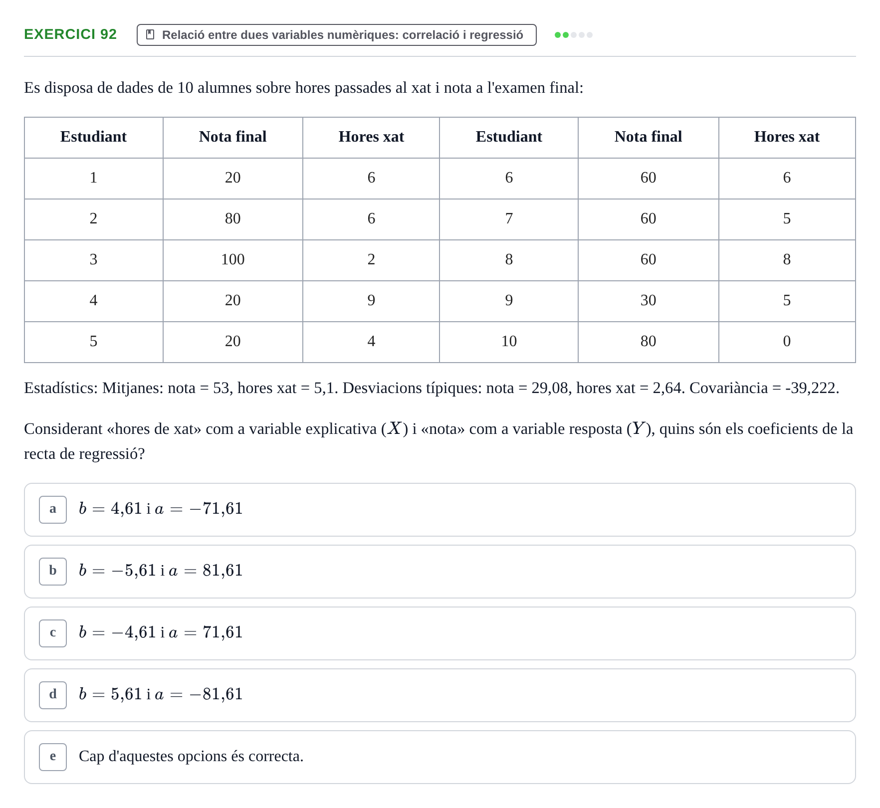 Enunciado: Problema 92 · Anàlisi de Dades UPF Avaluació continuada: Test en classe 3 (Permutacions 1 a 5)