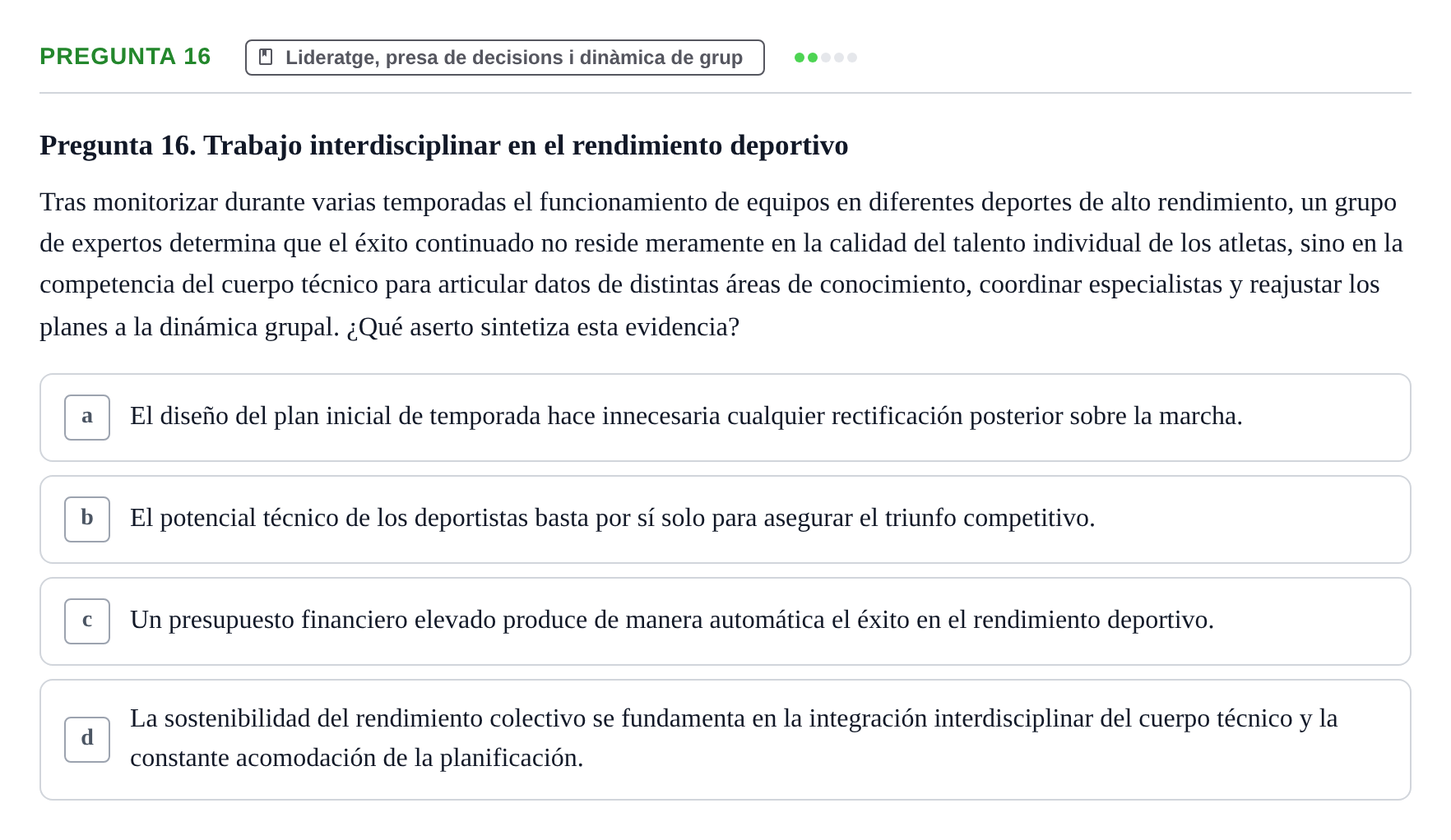 Enunciado: Pregunta 16