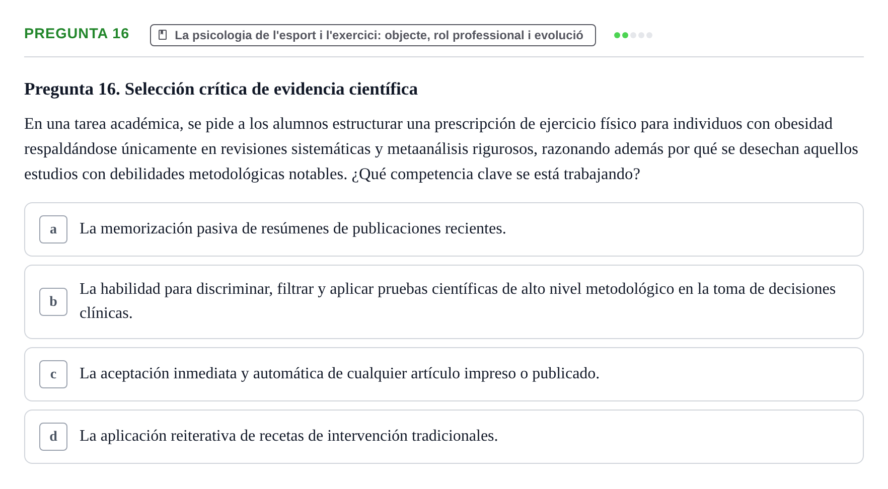 Enunciado: Pregunta 16