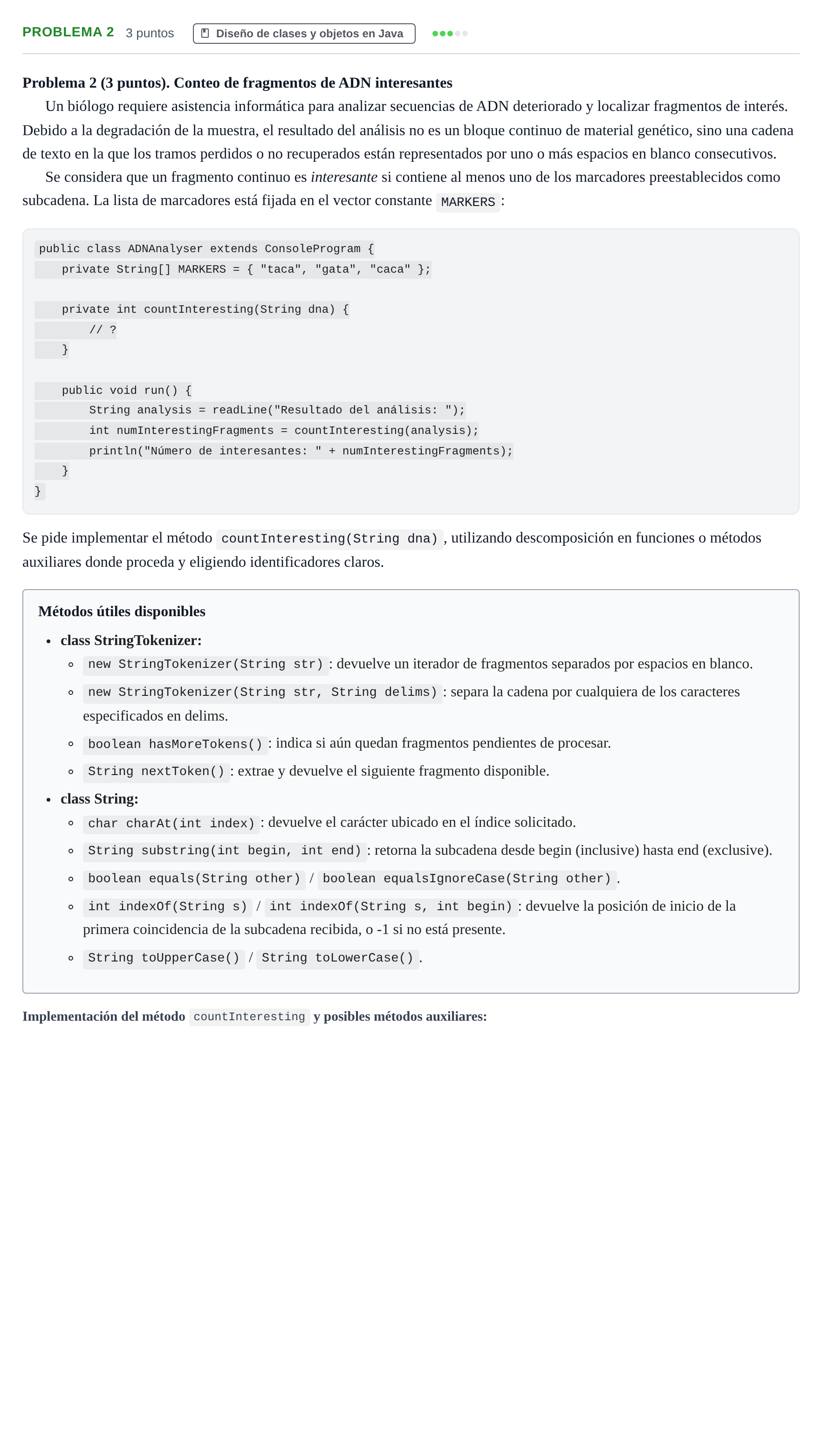 Enunciado: Problema 2 · Programació II UDL Juny 2011