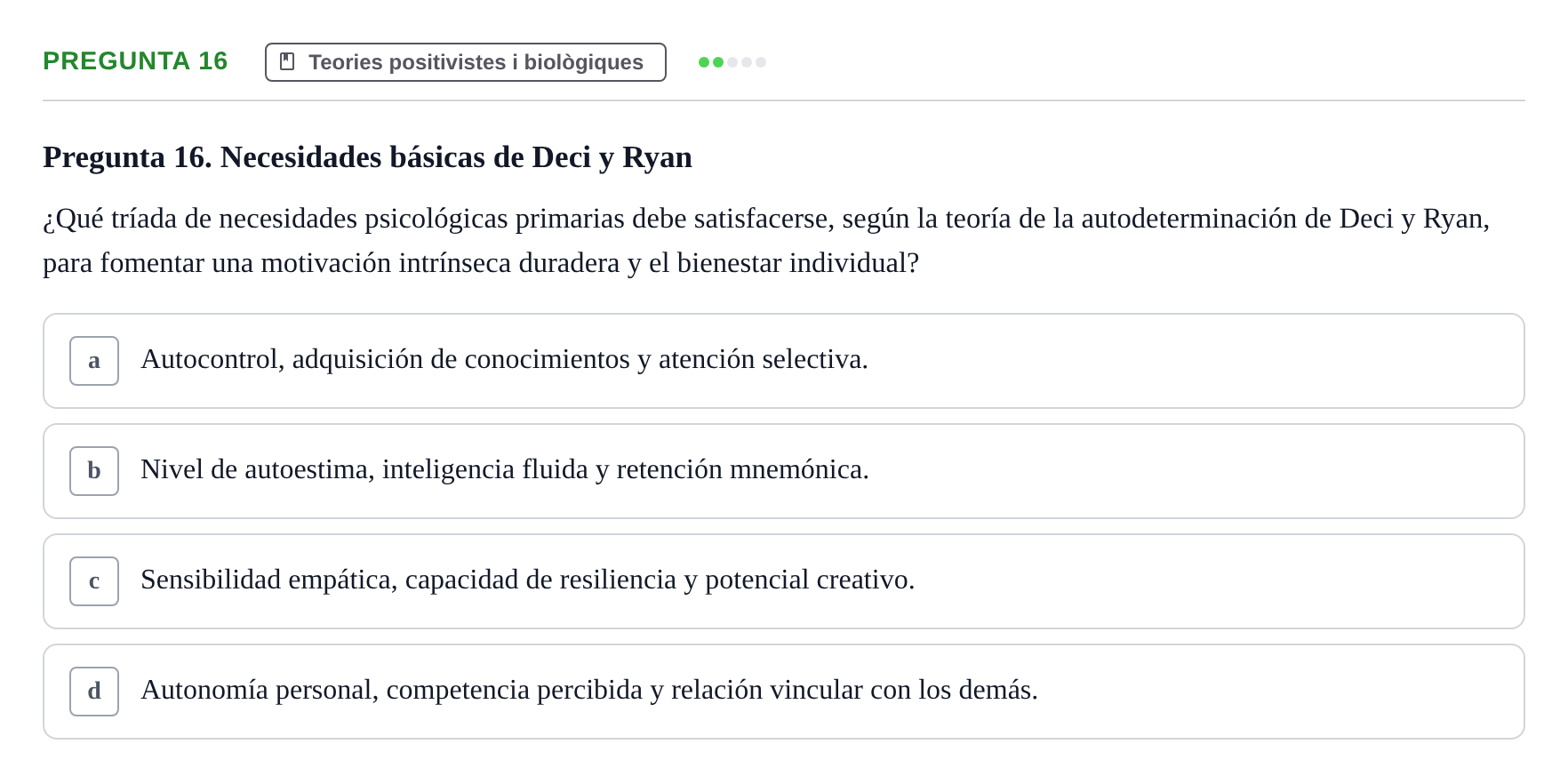 Enunciado: Pregunta 16